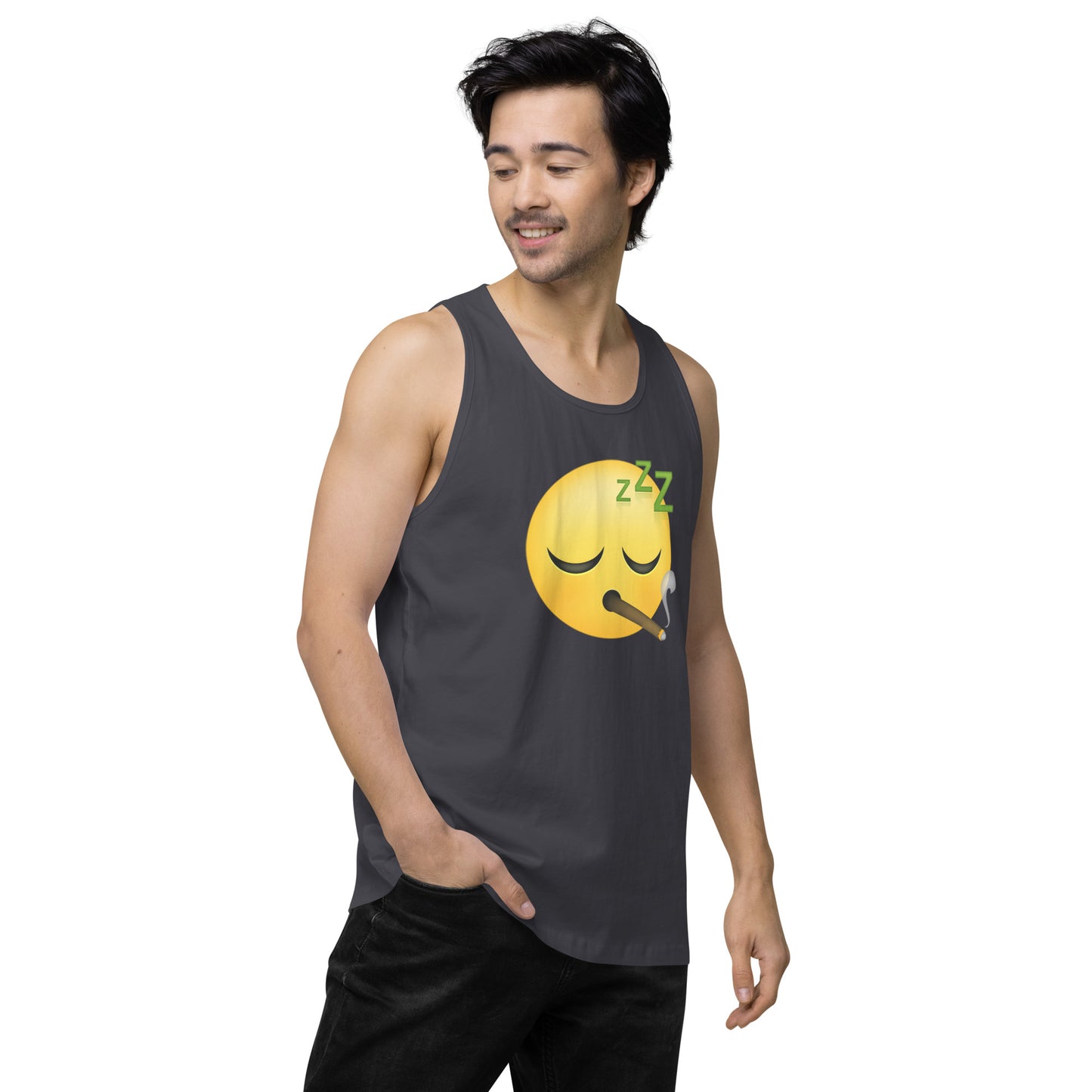 Men’s Cannabis Weed Emoji Premium Tank Top