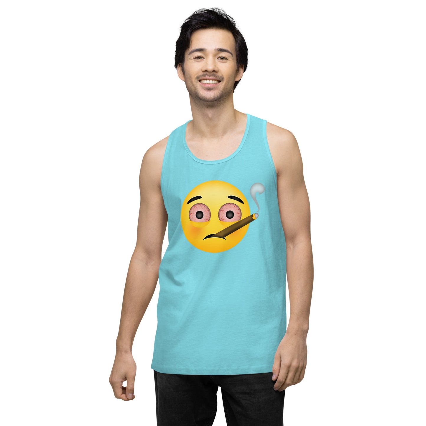 Men’s Cannabis Weed Emoji Premium Tank Top