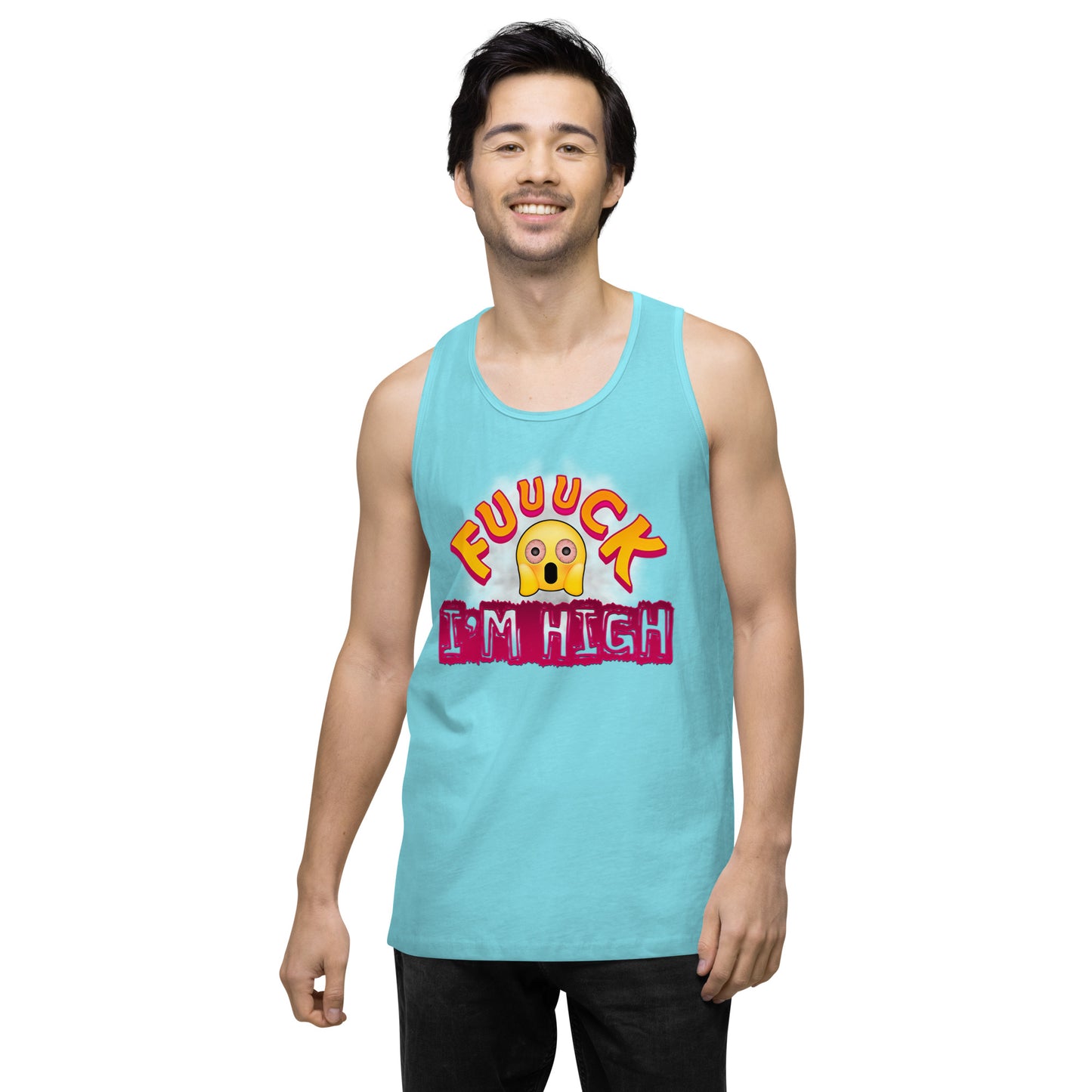 Men’s Cannabis Weed Emoji Premium Tank Top