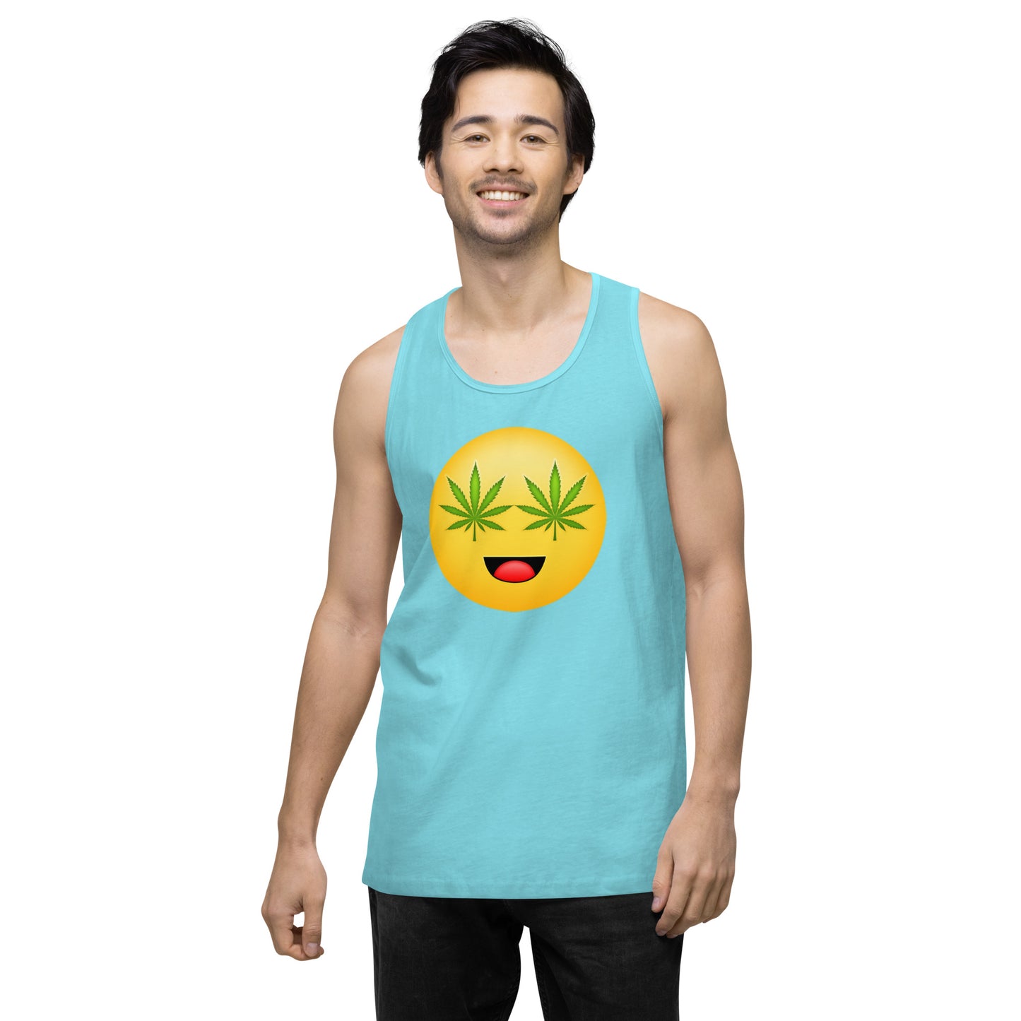 Men’s Cannabis Weed Emoji Premium Tank Top