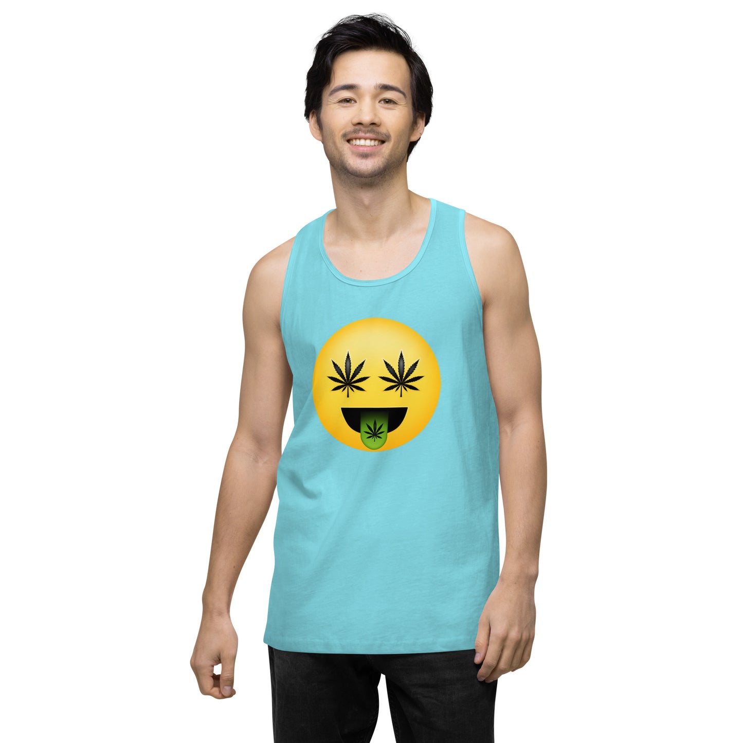 Men’s Cannabis Weed Emoji Premium Tank Top