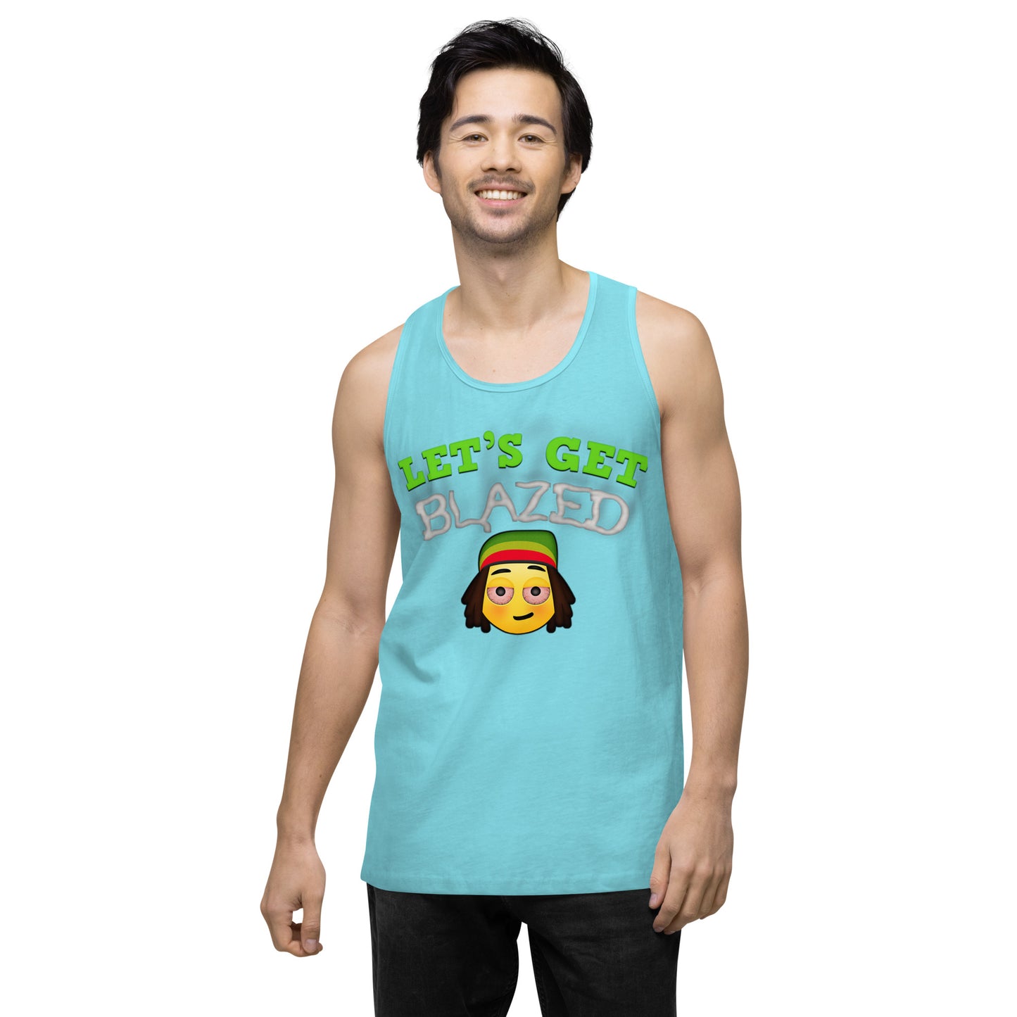 Men’s Cannabis Weed Emoji Premium Tank Top