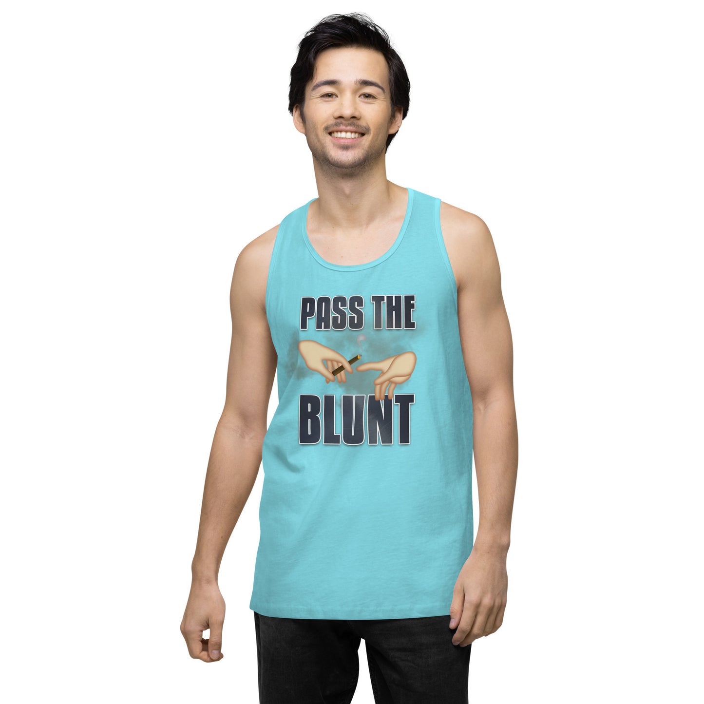 Men’s Cannabis Weed Emoji Premium Tank Top