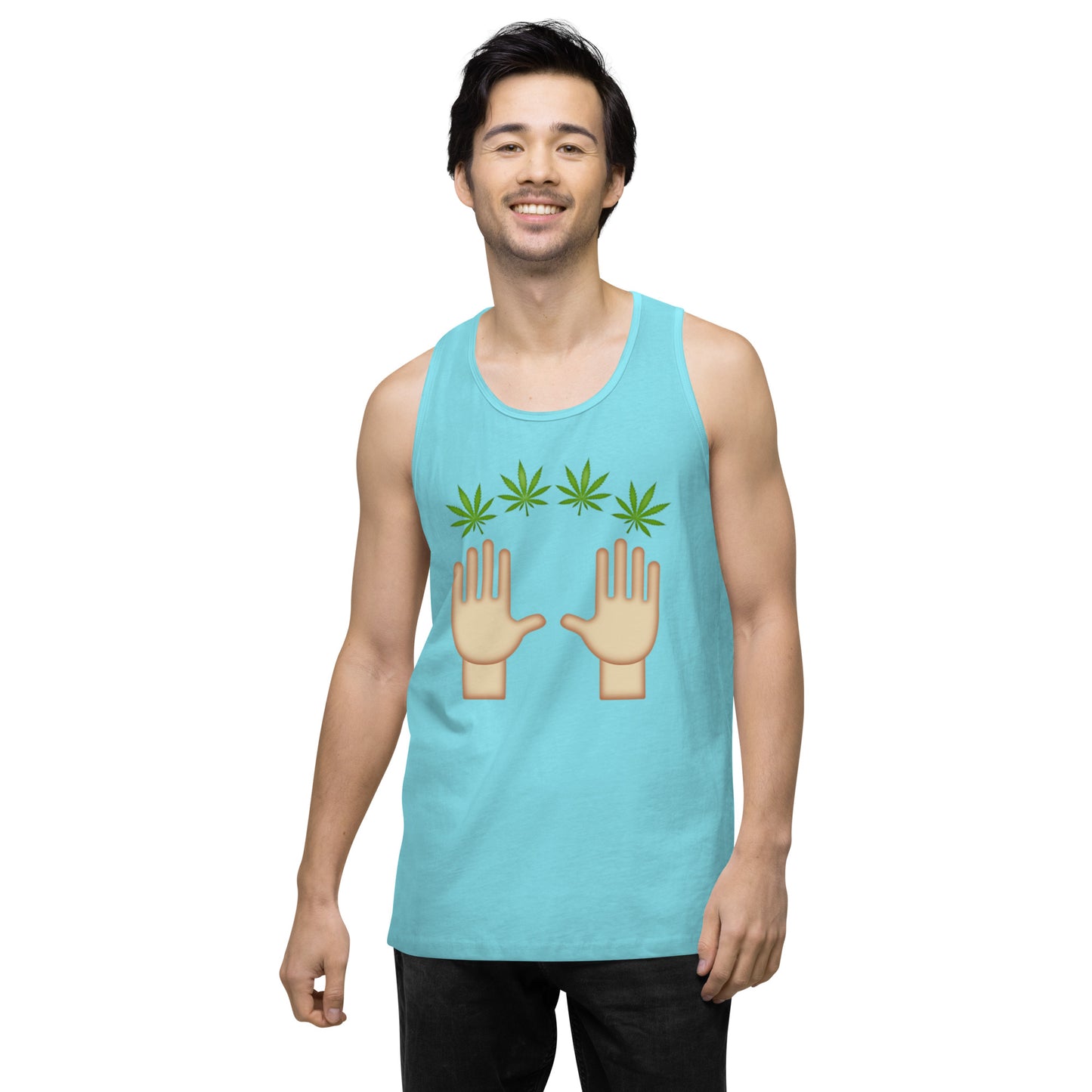 Emoji Praise Weed Cannabis Festival Fun Tank Top For Men