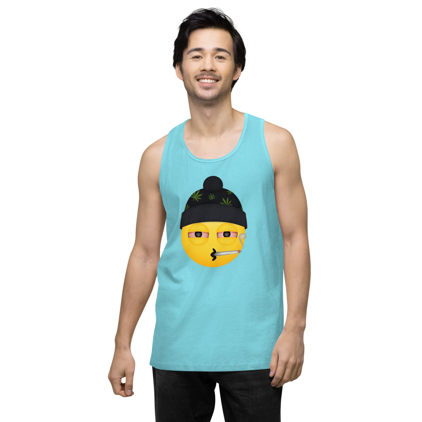 Men’s Cannabis Weed Emoji Premium Tank Top