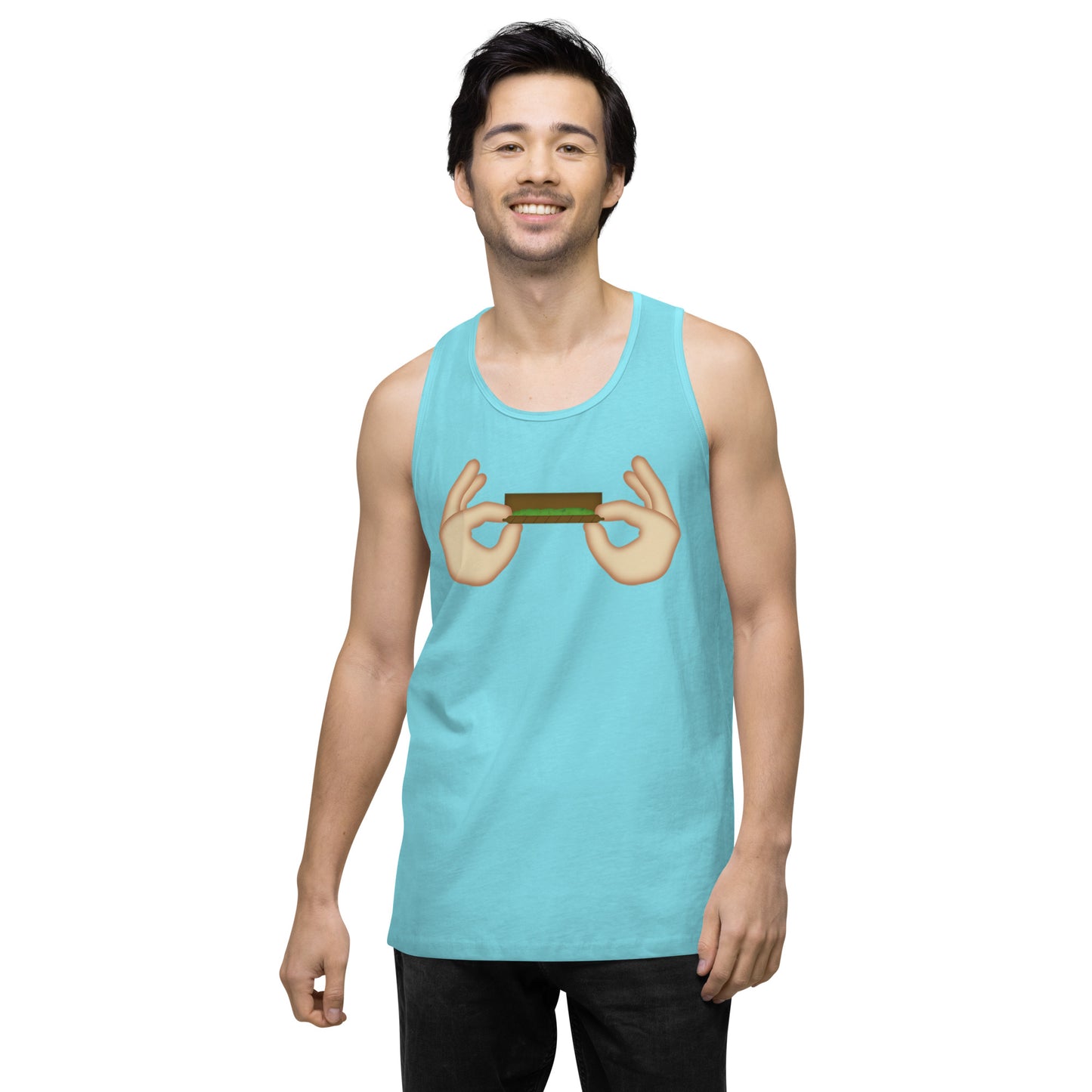 Men’s Cannabis Weed Emoji Premium Tank Top