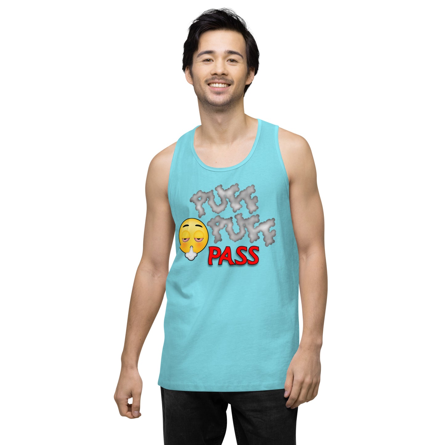 Men’s Cannabis Weed Emoji Premium Tank Top