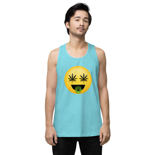 Emoji Weed Cannabis Edibles Sativa Festival Fun Blunt Tank Top Green Tongue For Men