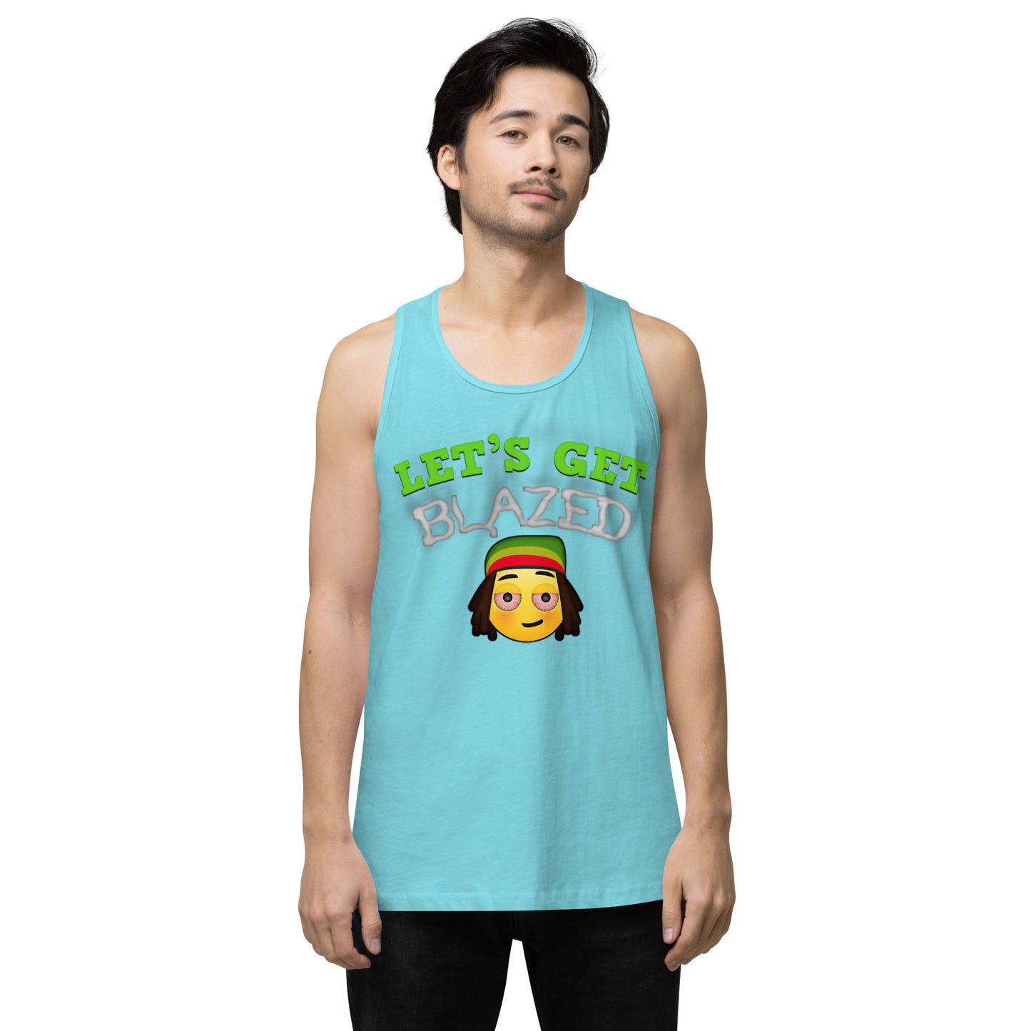 Men’s Cannabis Weed Emoji Premium Tank Top