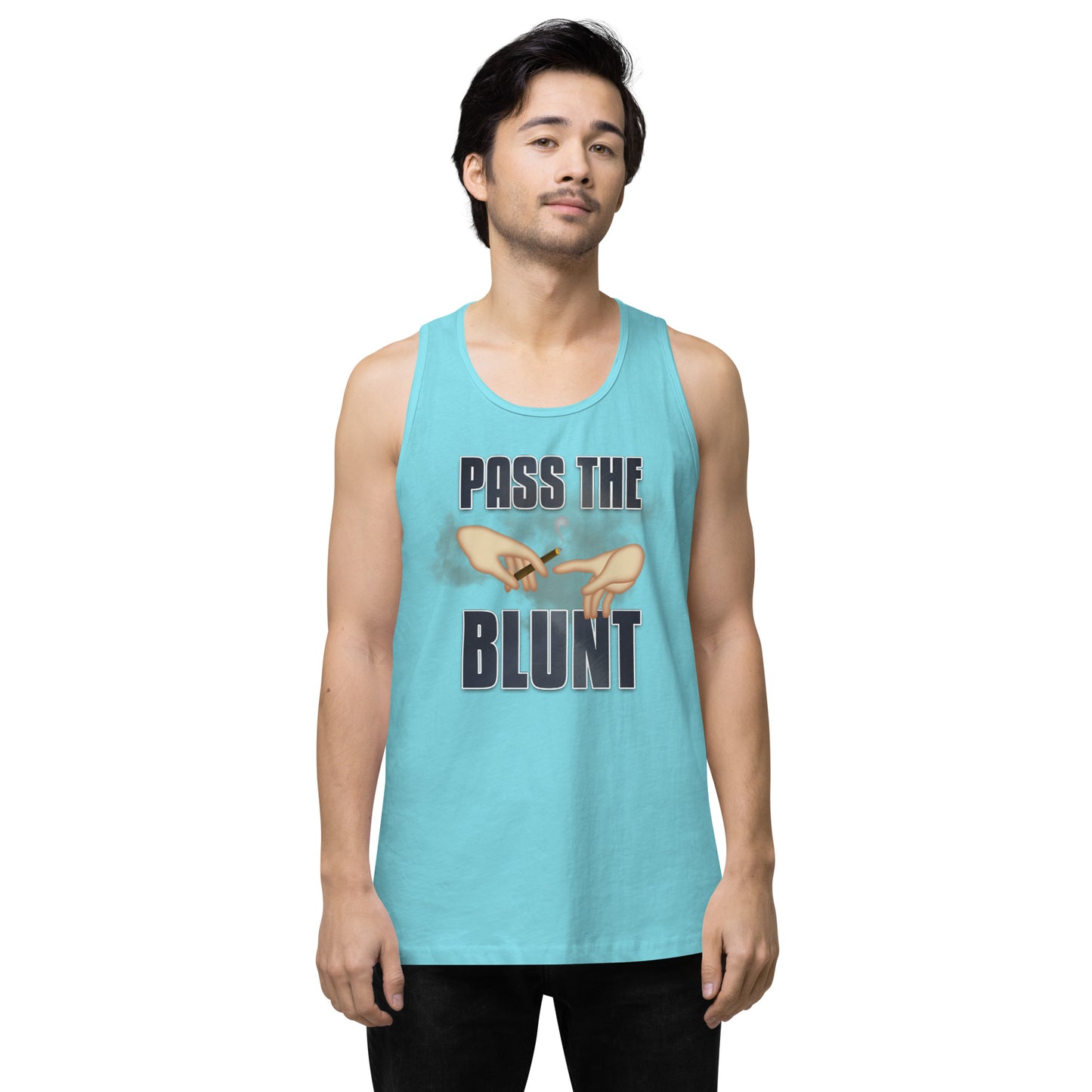 Men’s Cannabis Weed Emoji Premium Tank Top