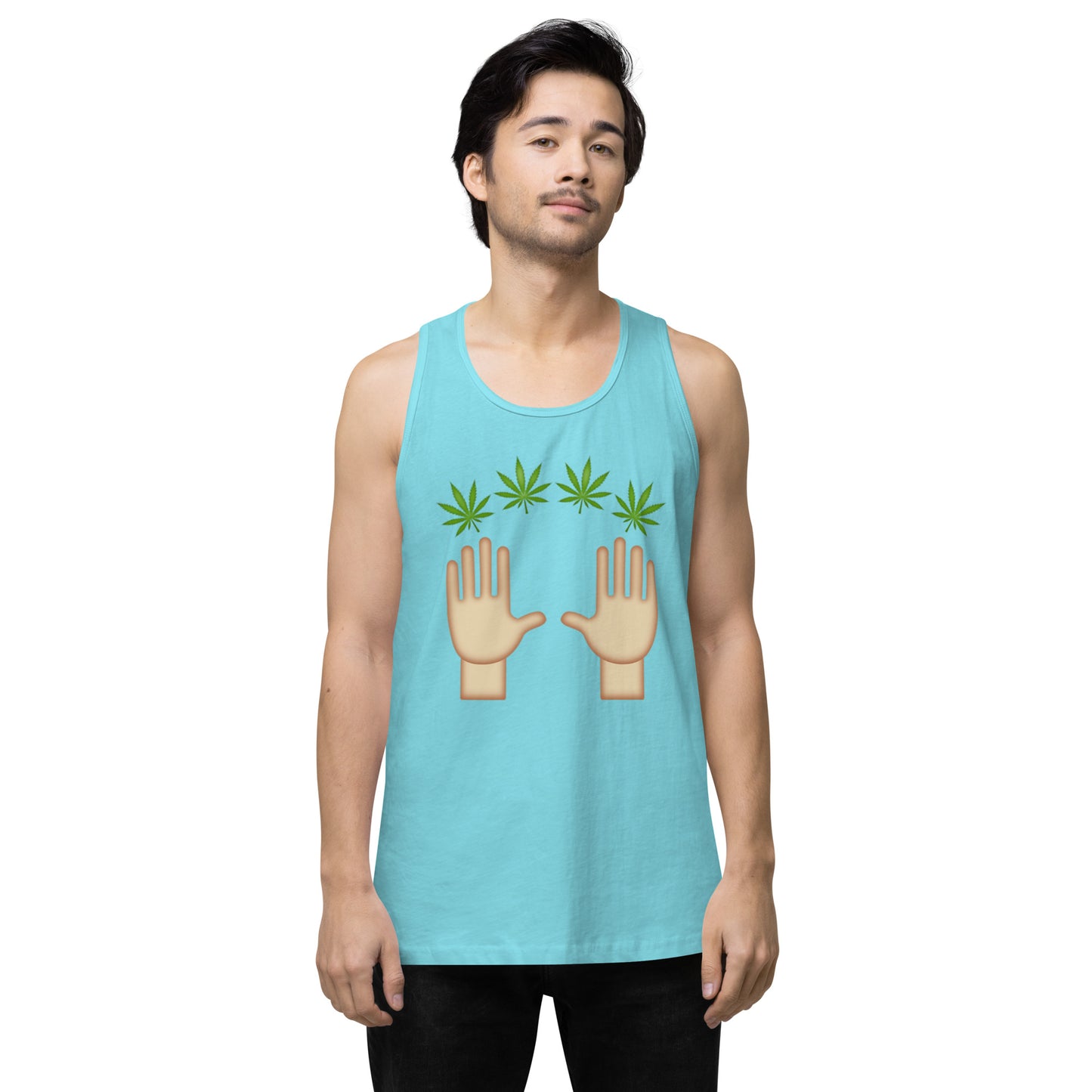 Men’s Cannabis Weed Emoji Premium Tank Top