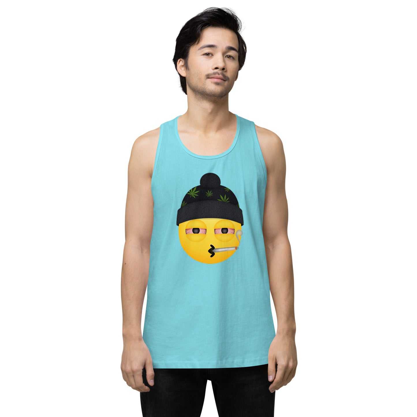 Men’s Cannabis Weed Emoji Premium Tank Top