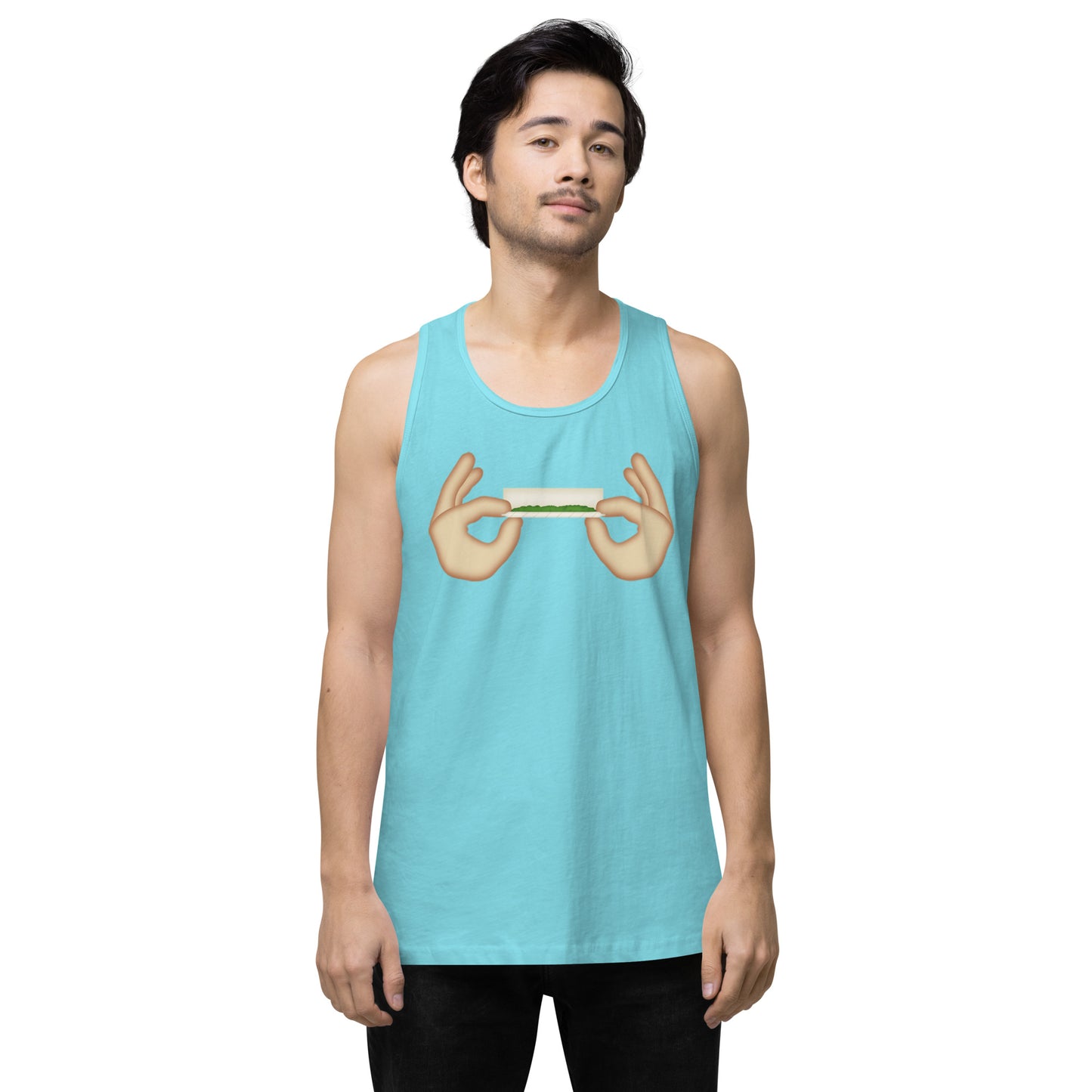 Men’s Cannabis Weed Emoji Premium Tank Top