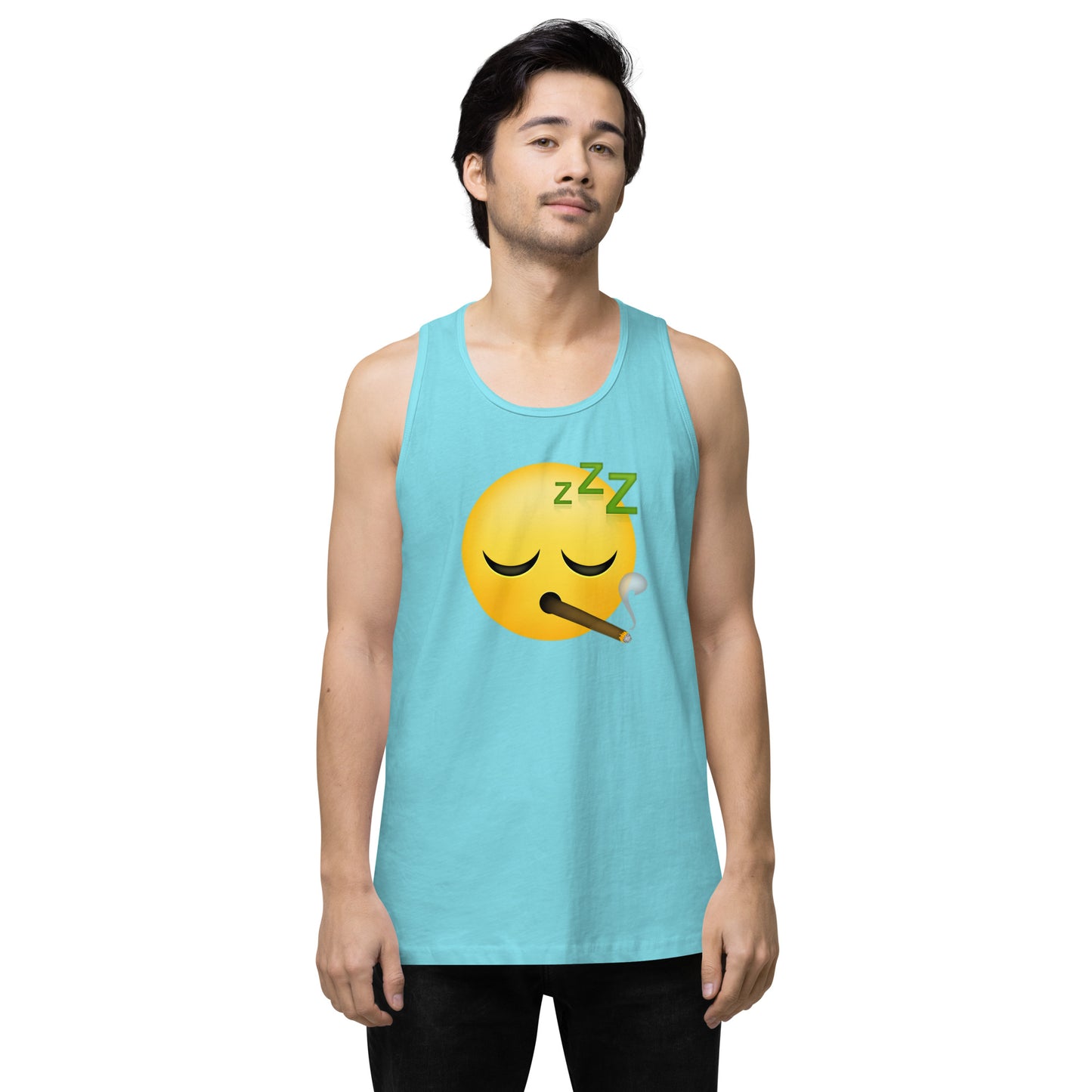 Men’s Cannabis Weed Emoji Premium Tank Top