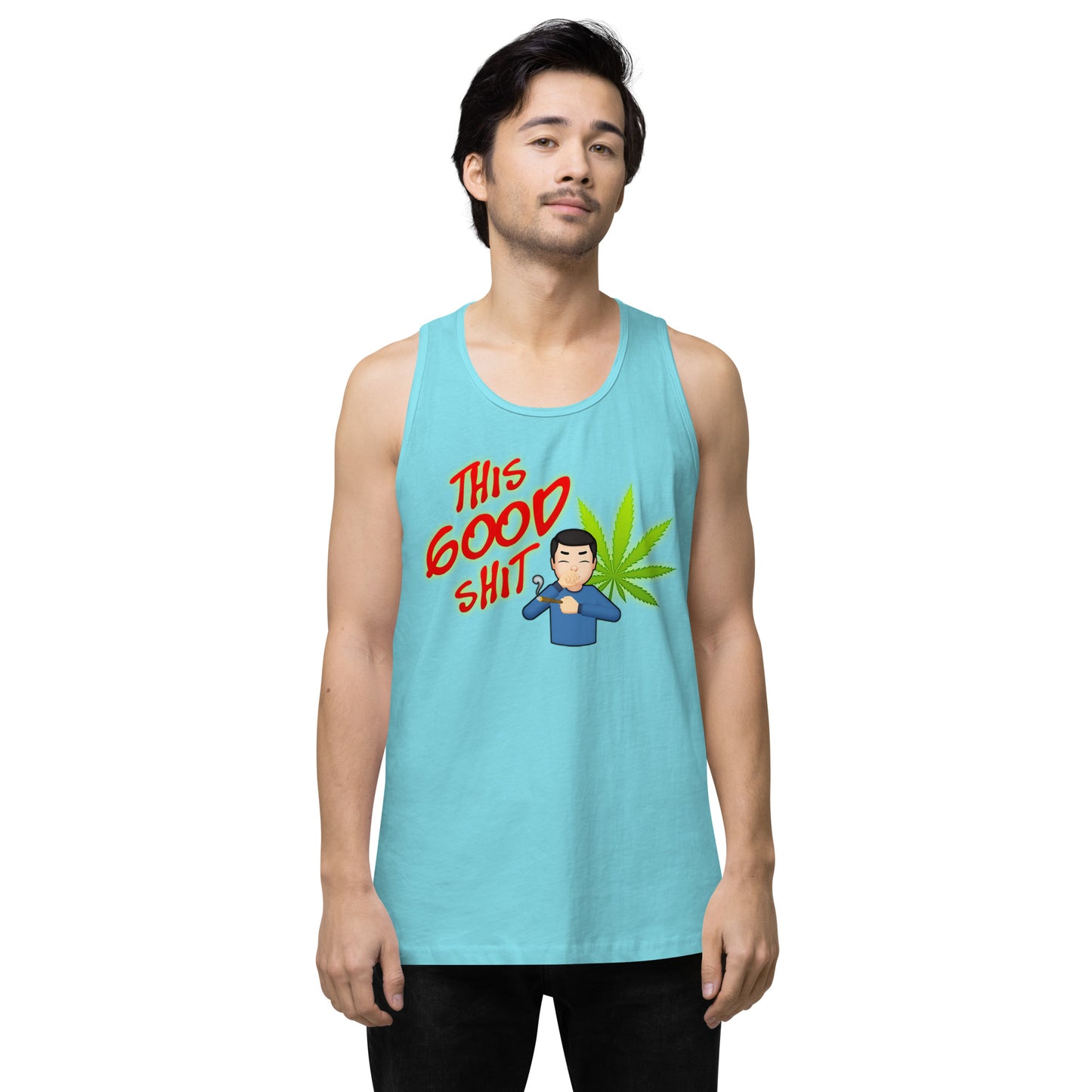 Men’s Cannabis Weed Emoji Premium Tank Top