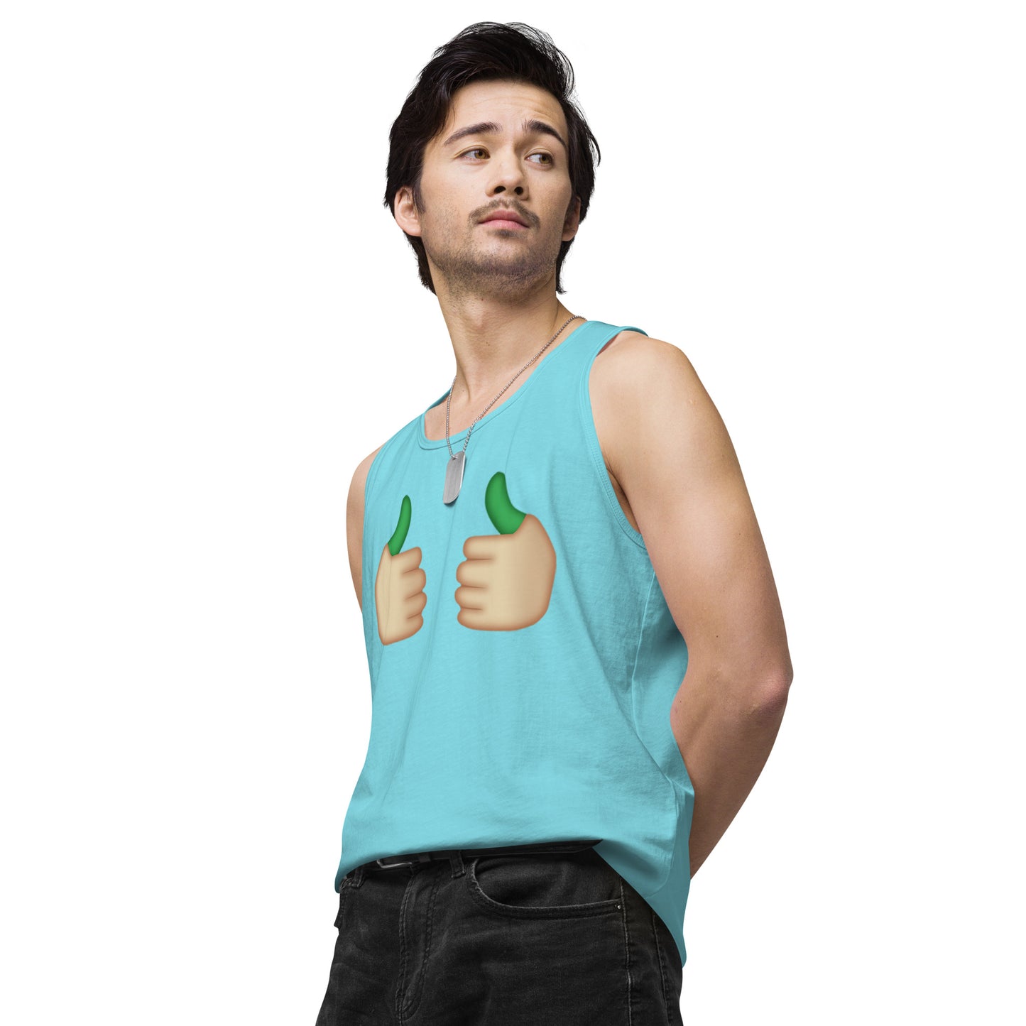 Men’s Cannabis Weed Emoji Premium Tank Top