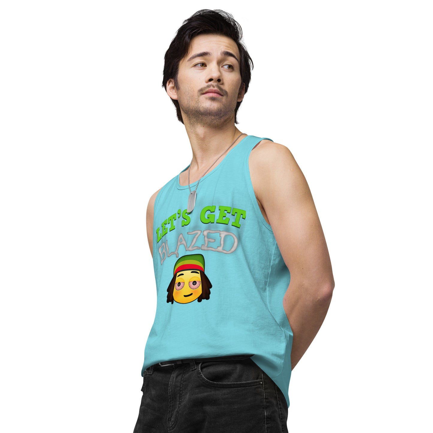 Men’s Cannabis Weed Emoji Premium Tank Top