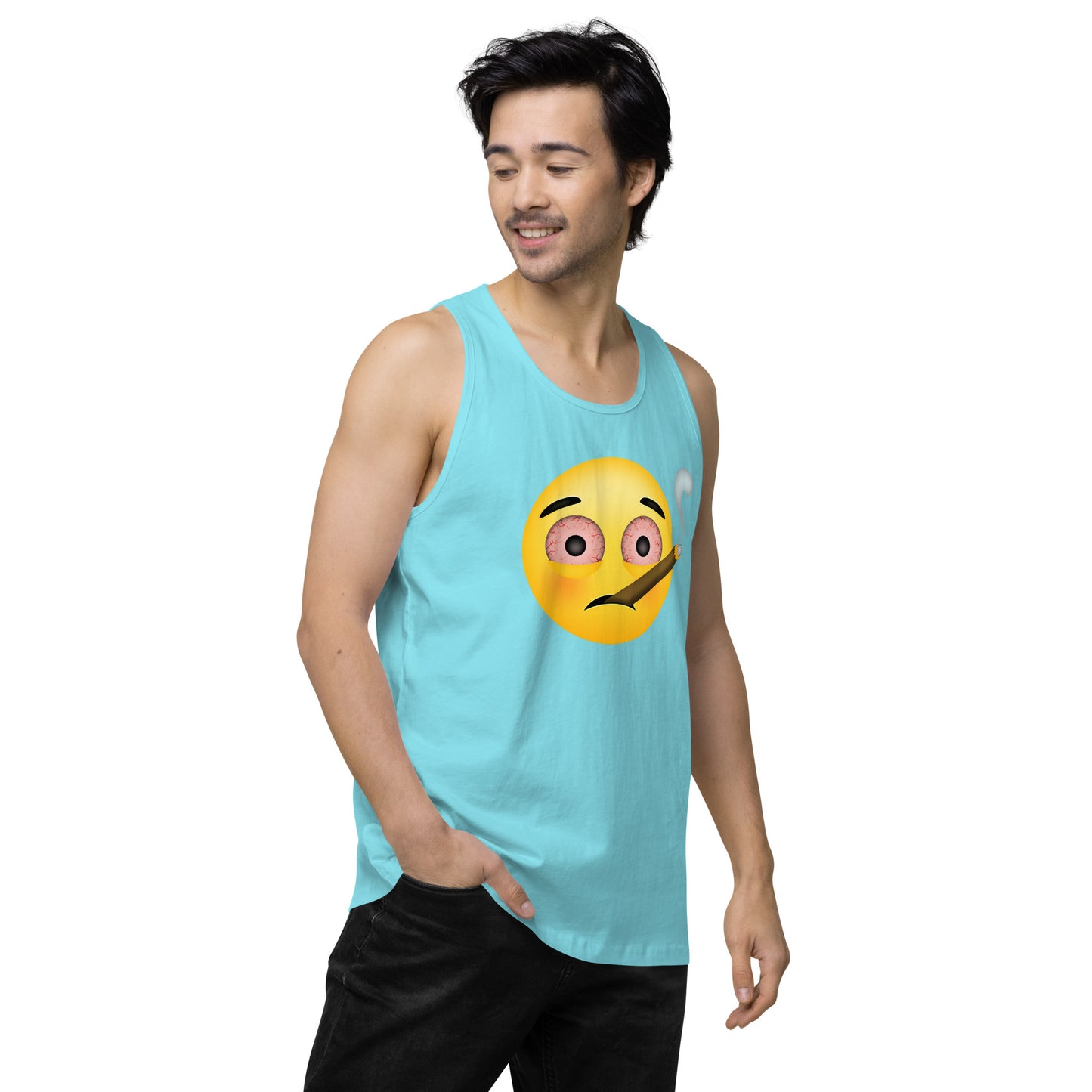 Men’s Cannabis Weed Emoji Premium Tank Top