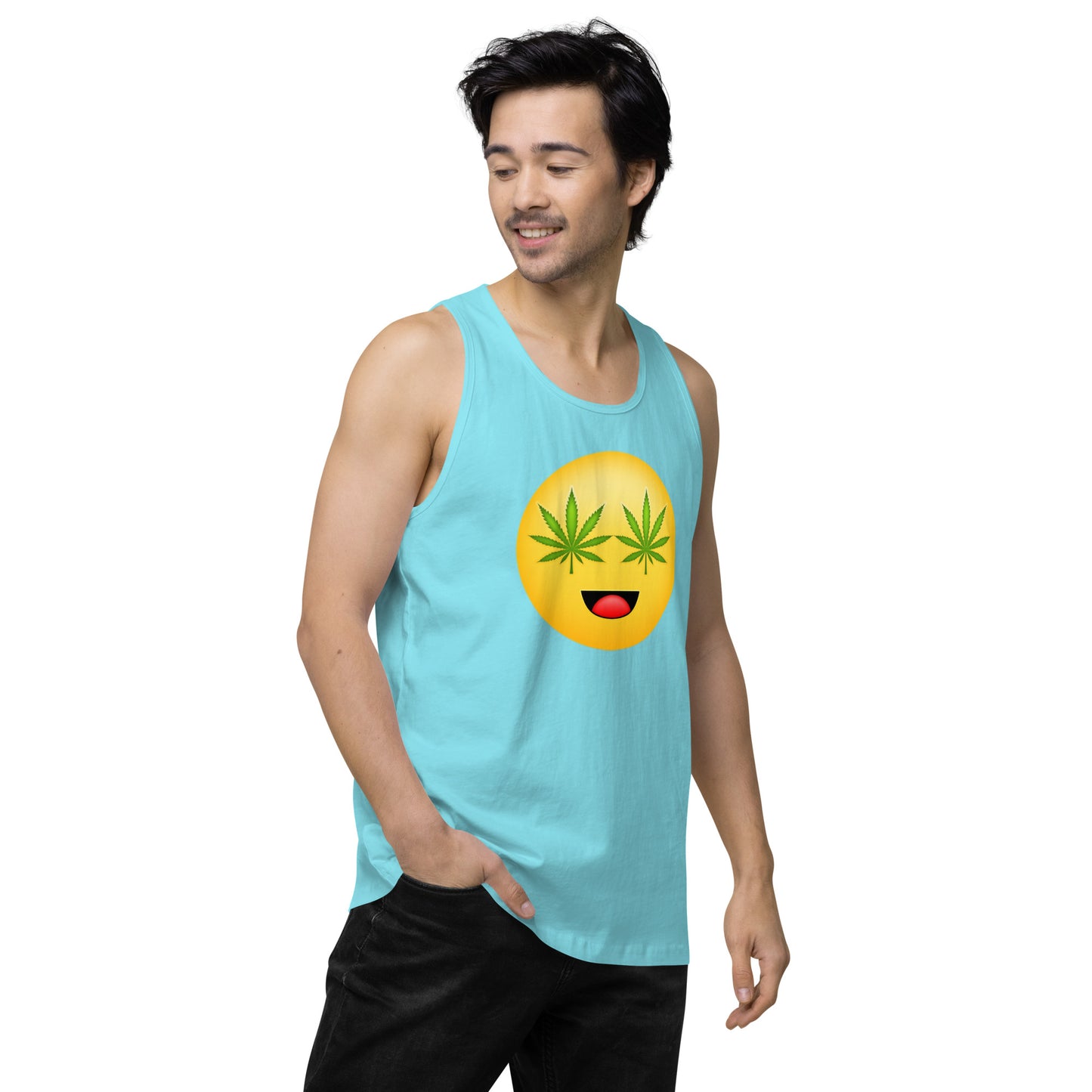 Men’s Cannabis Weed Emoji Premium Tank Top