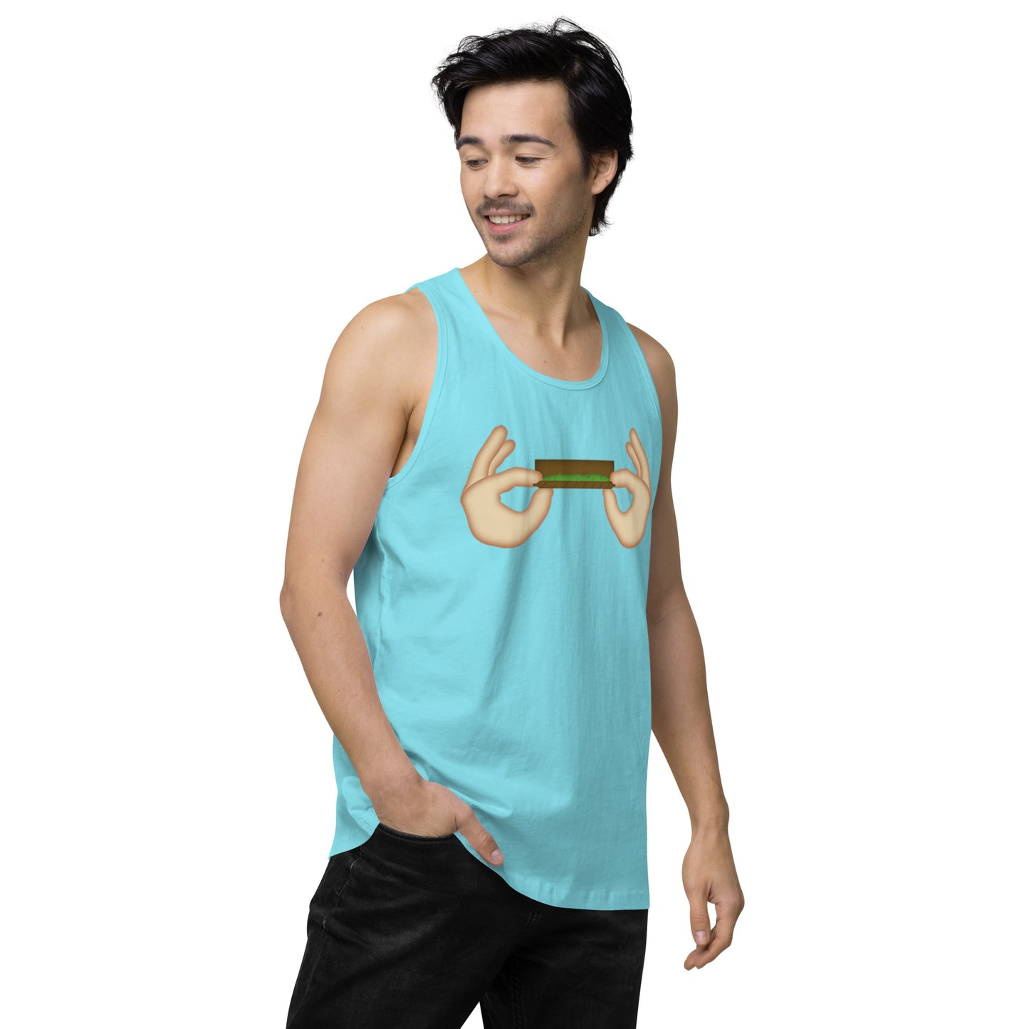 Men’s Cannabis Weed Emoji Premium Tank Top