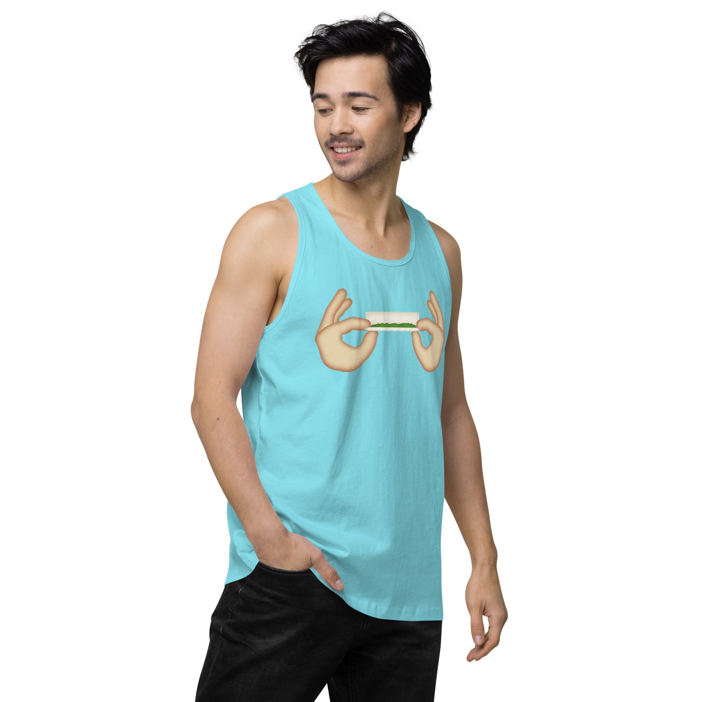 Men’s Cannabis Weed Emoji Premium Tank Top