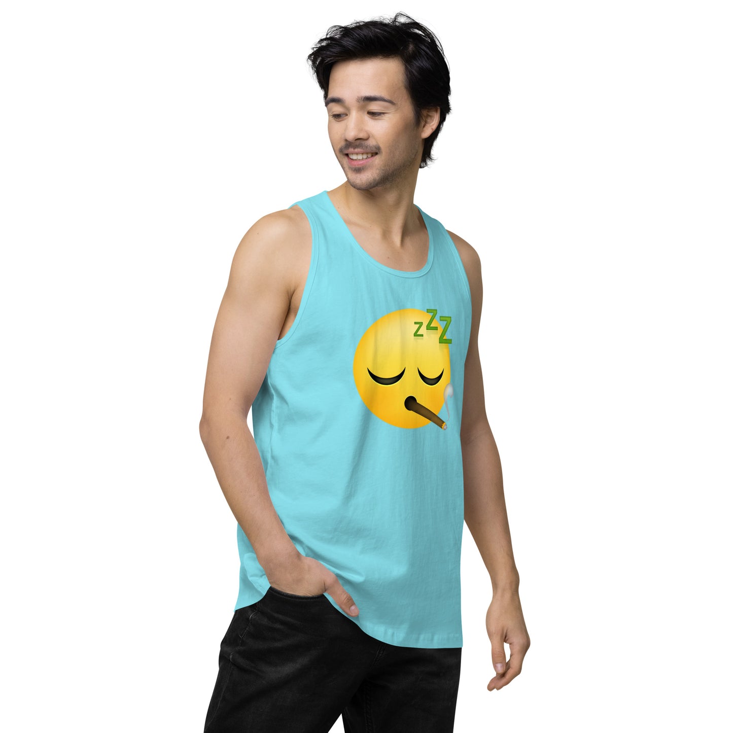 Men’s Cannabis Weed Emoji Premium Tank Top