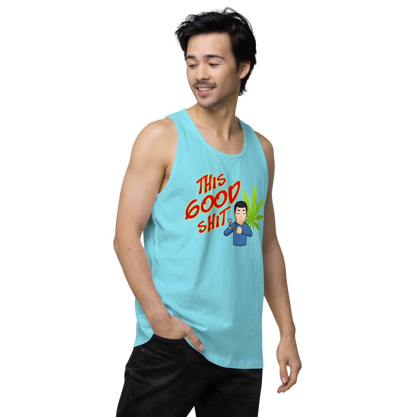 Men’s Cannabis Weed Emoji Premium Tank Top