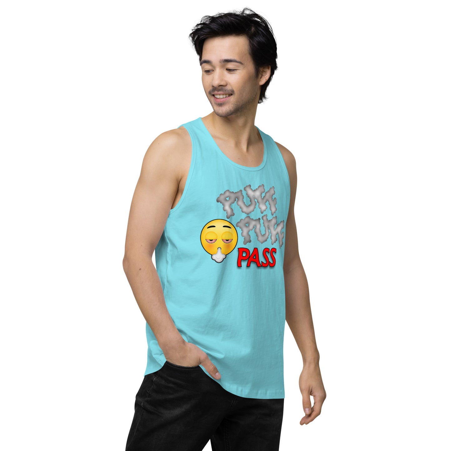 Men’s Cannabis Weed Emoji Premium Tank Top