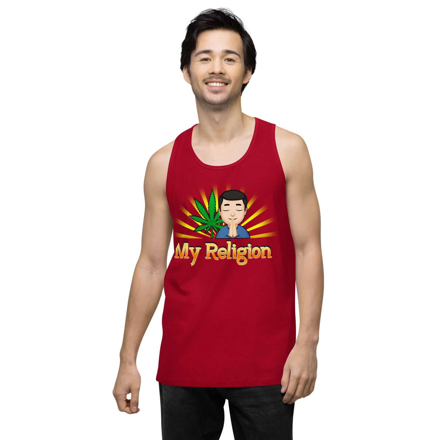 Emoji Weed Cannabis Edibles Sativa Festival Fun Blunt Tank Top Munchies For Men