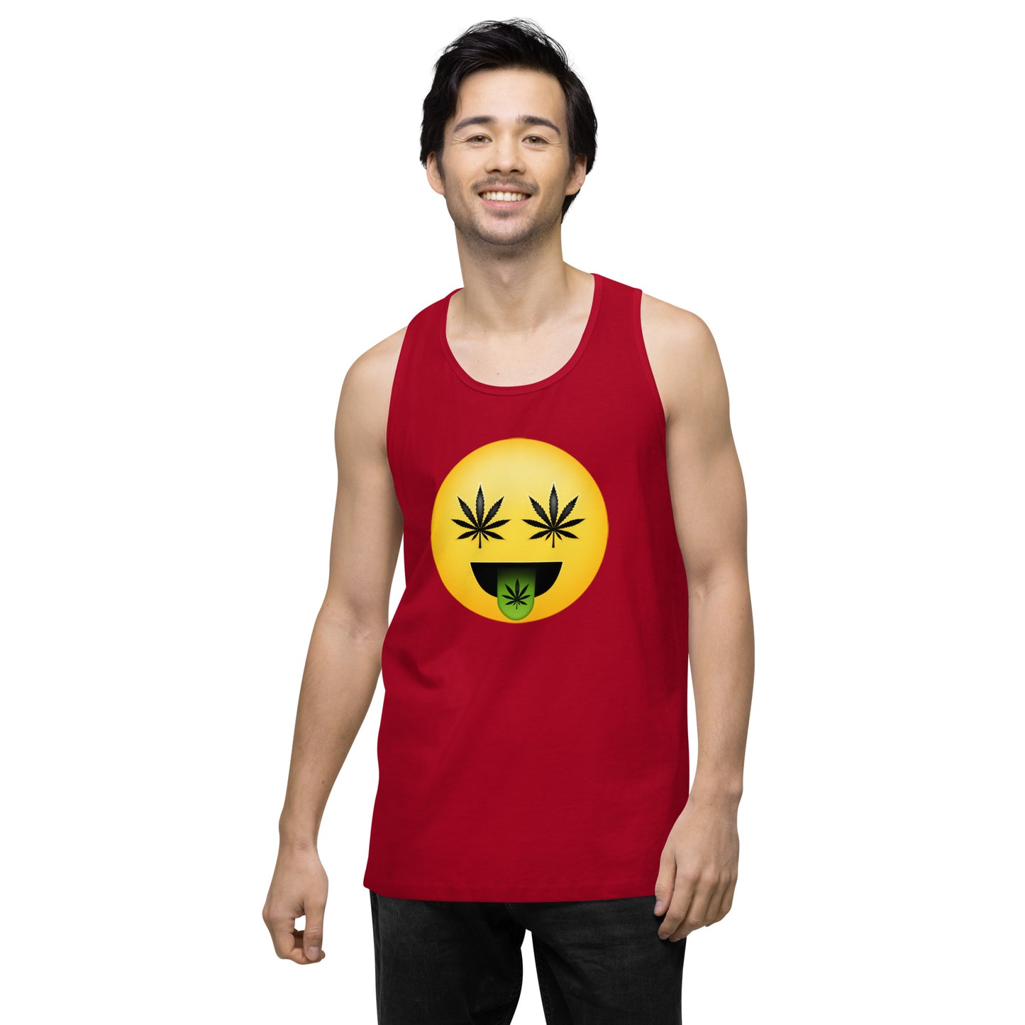 Men’s Cannabis Weed Emoji Premium Tank Top