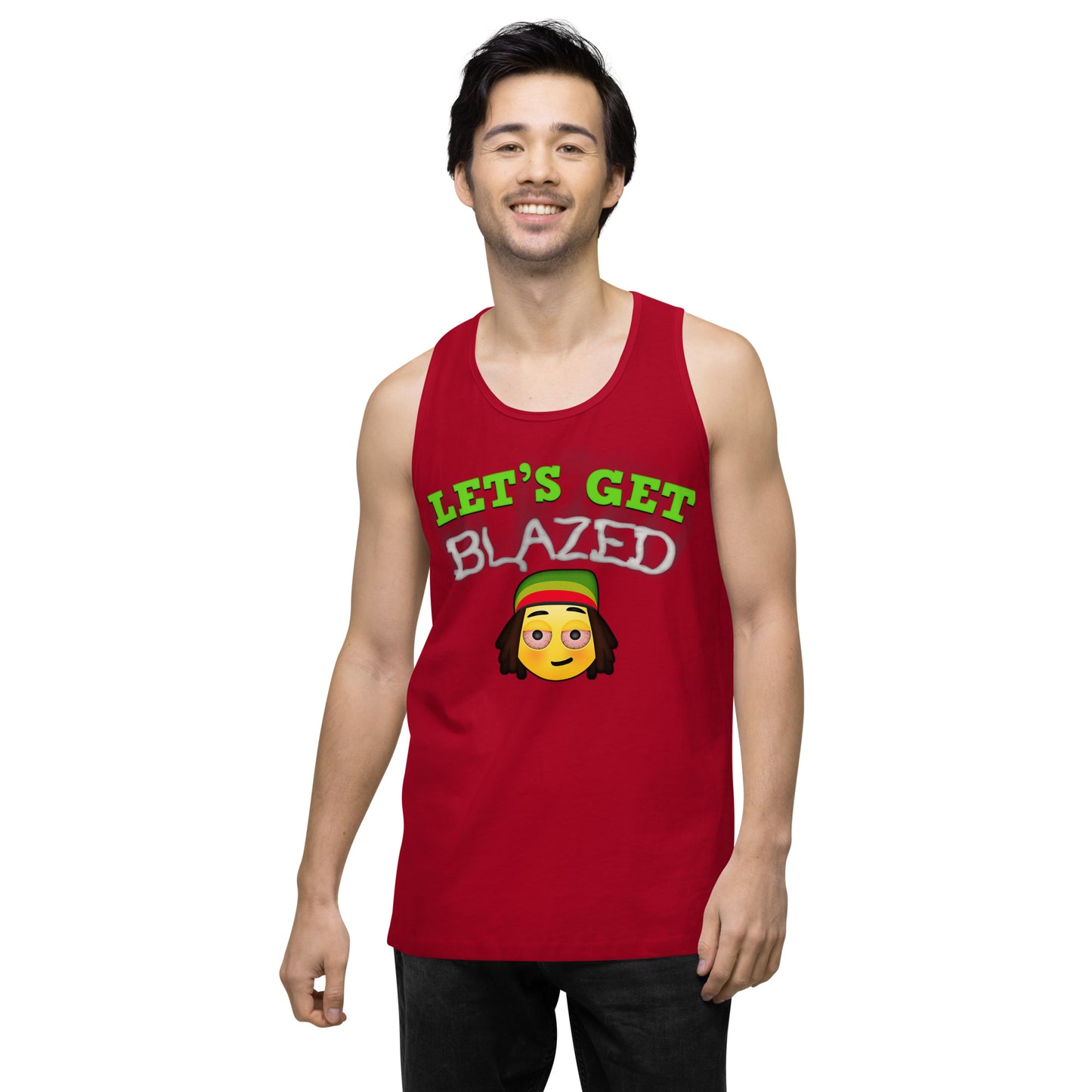 Men’s Cannabis Weed Emoji Premium Tank Top