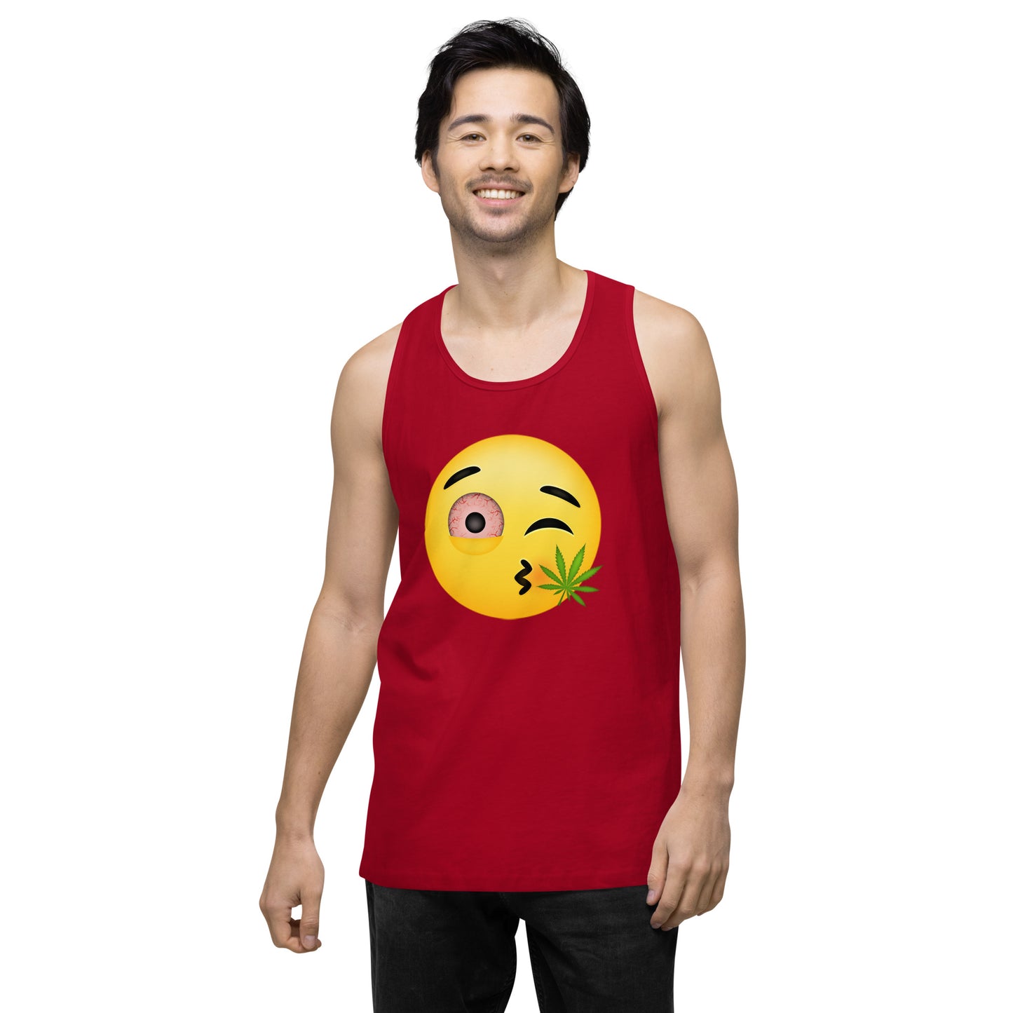 Men’s Cannabis Weed Emoji Premium Tank Top