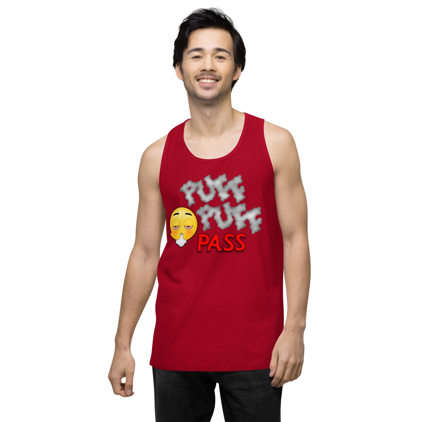 Men’s Cannabis Weed Emoji Premium Tank Top