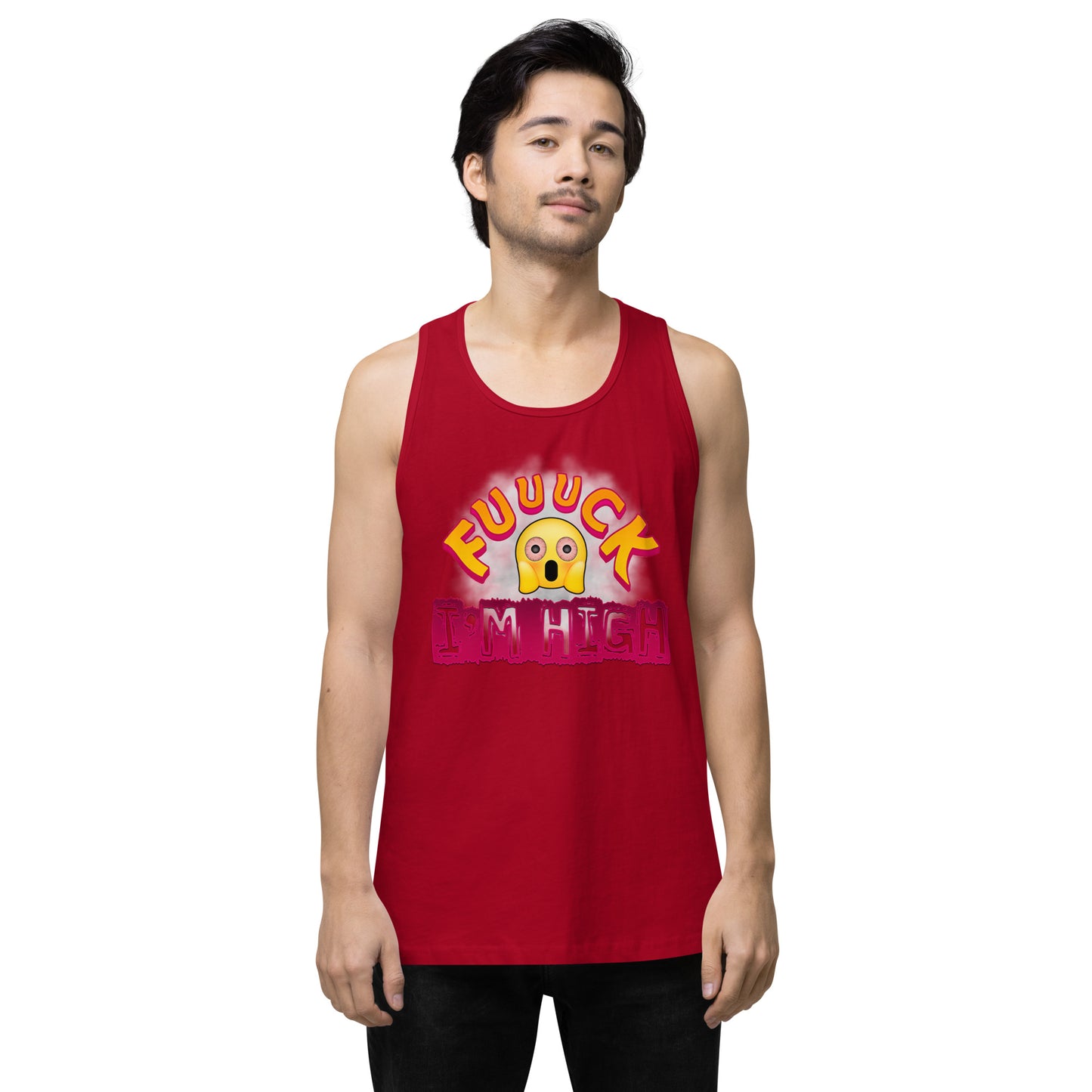 Men’s Cannabis Weed Emoji Premium Tank Top