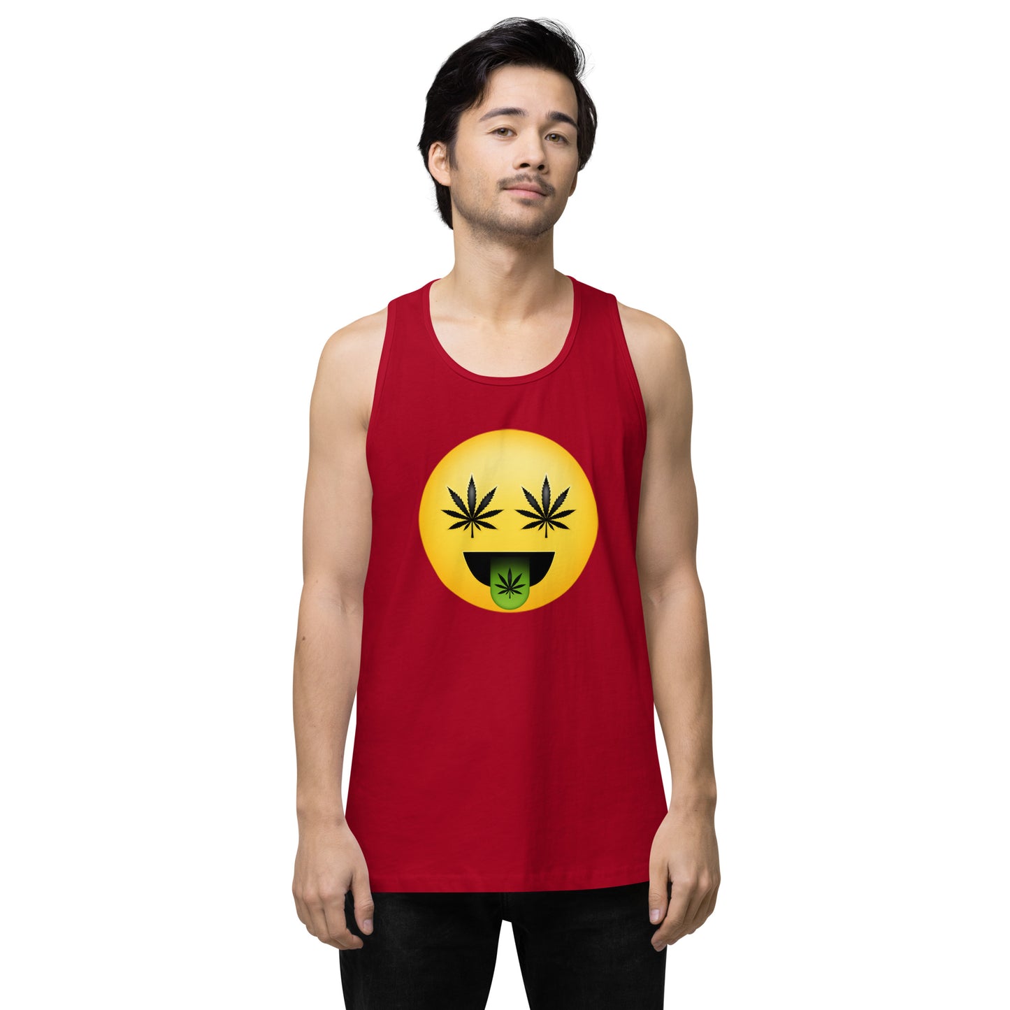 Men’s Cannabis Weed Emoji Premium Tank Top