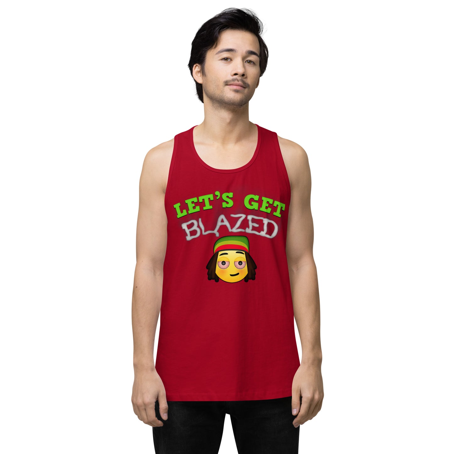 Men’s Cannabis Weed Emoji Premium Tank Top