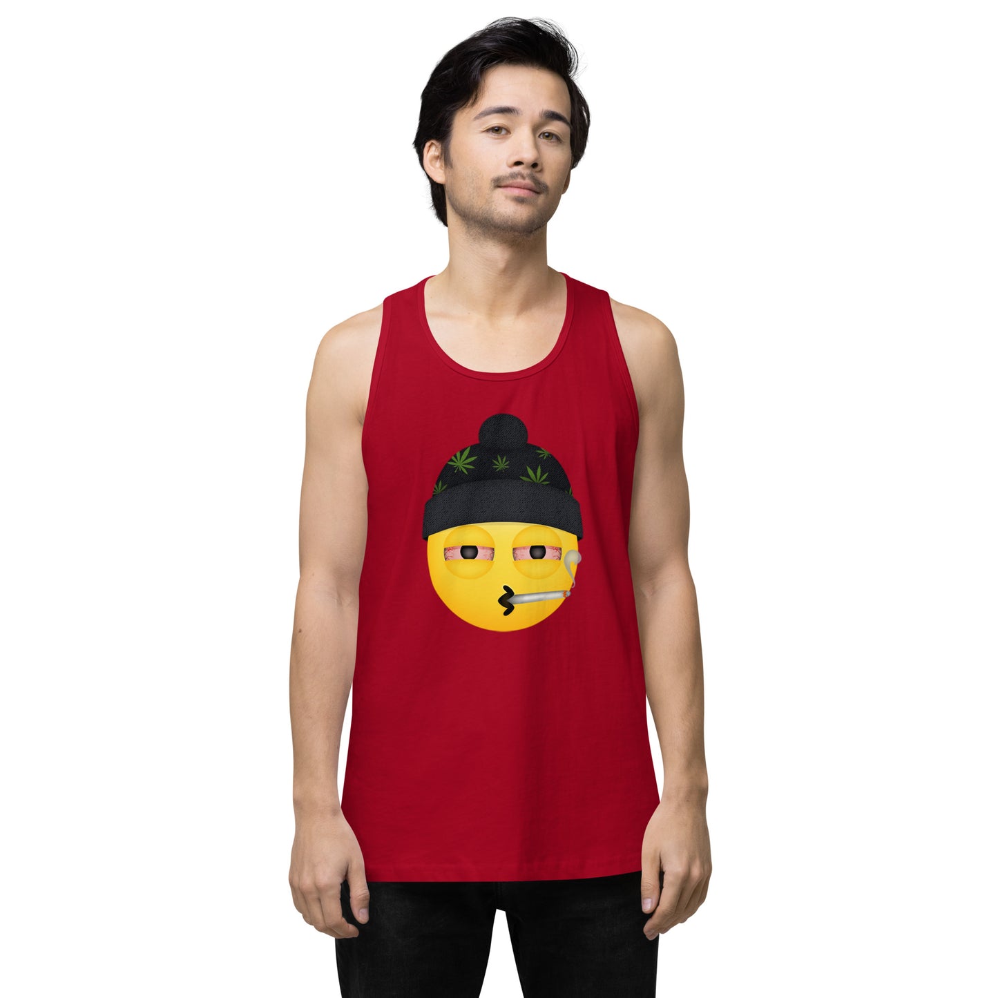 Men’s Cannabis Weed Emoji Premium Tank Top