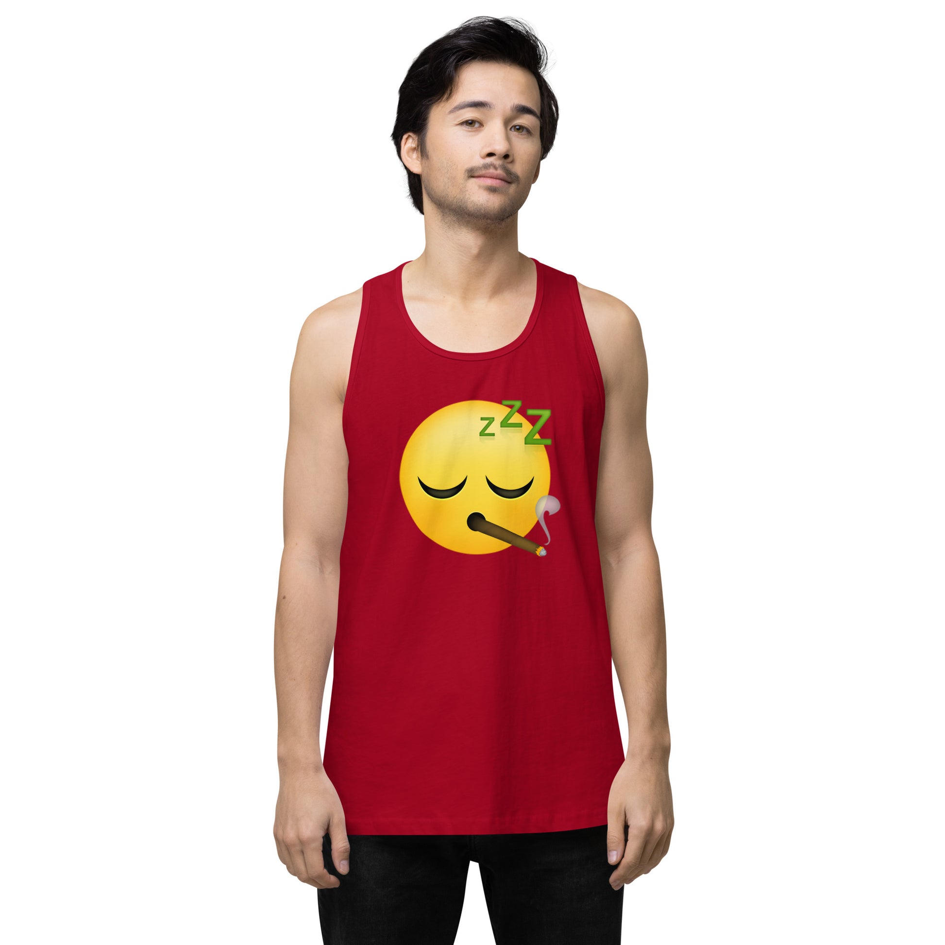 Emoji Sleepy Blunt Weed Cannabis EDM Festival Fun Tank Top For Men