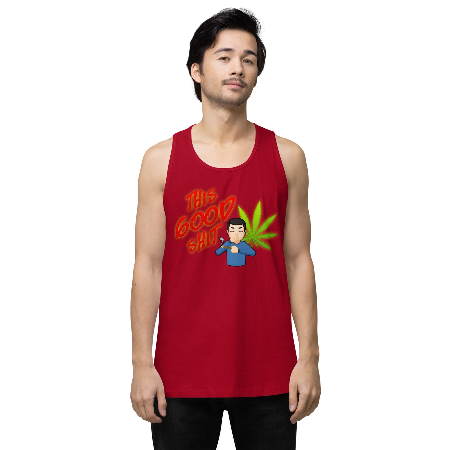 Men’s Cannabis Weed Emoji Premium Tank Top