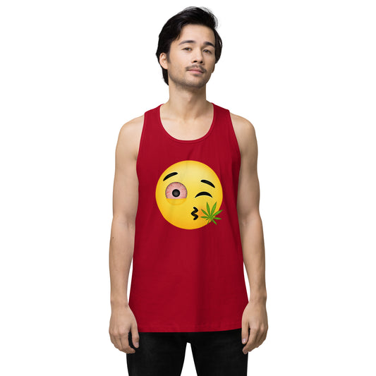 Emoji Wink Kiss Weed Cannabis EDM Festival Party Tank Top For Men