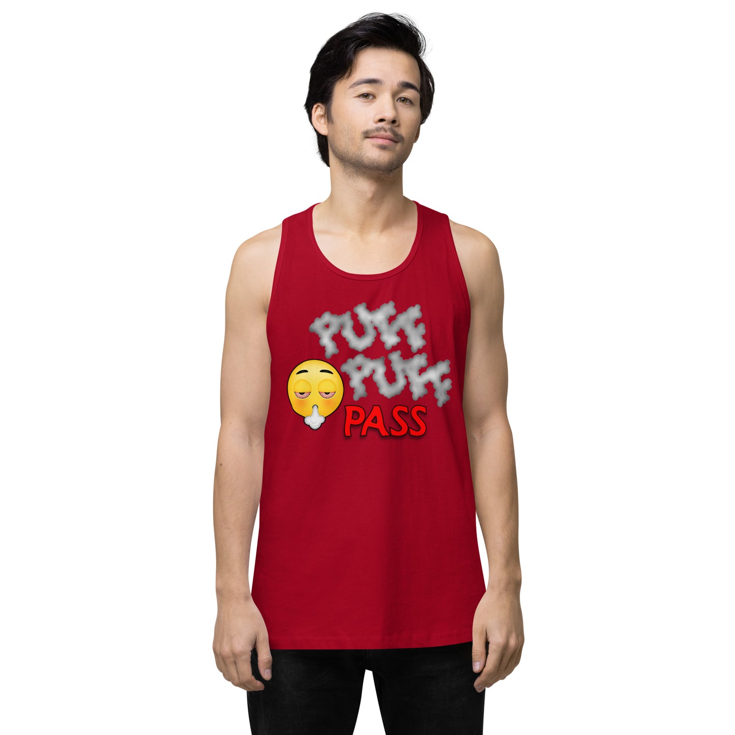 Emoji Puff Puff Pass Weed Cannabis EDM Festival Party Tank Top For Men