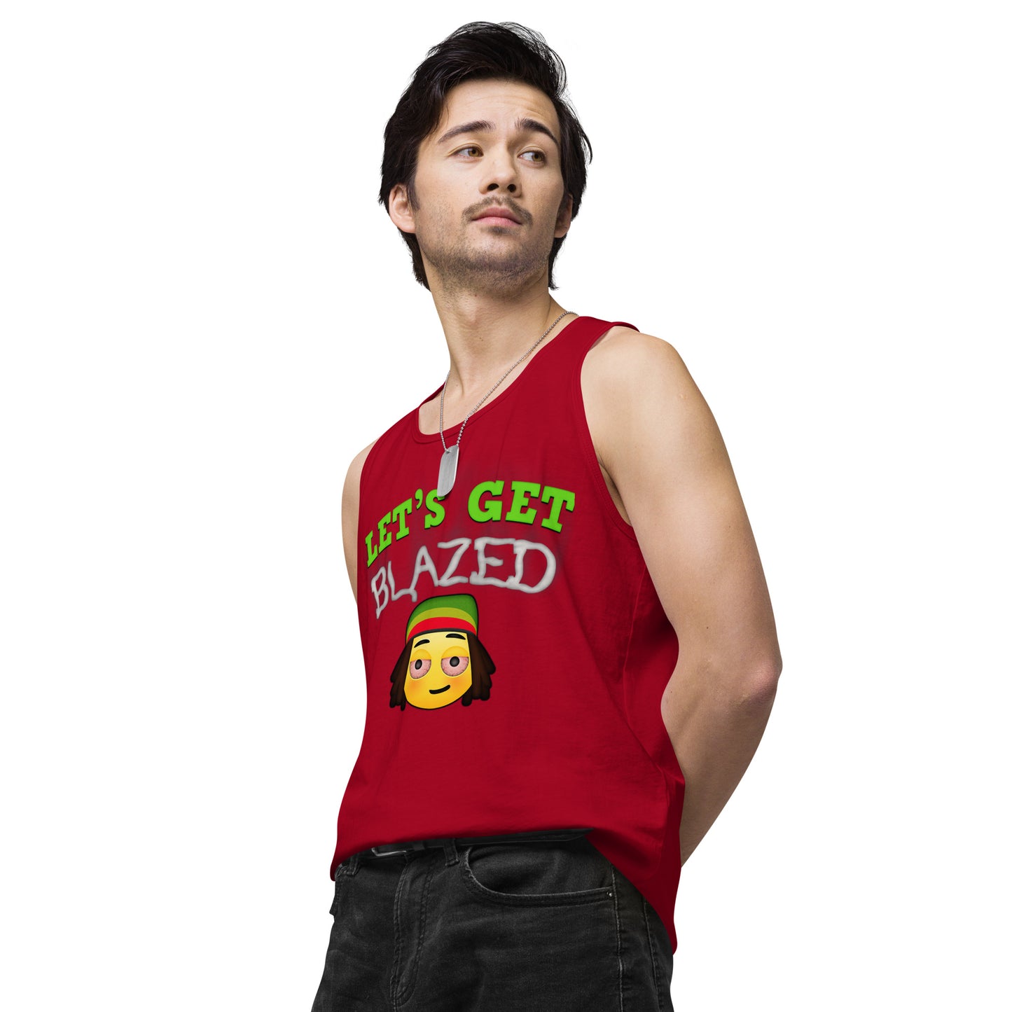 Men’s Cannabis Weed Emoji Premium Tank Top