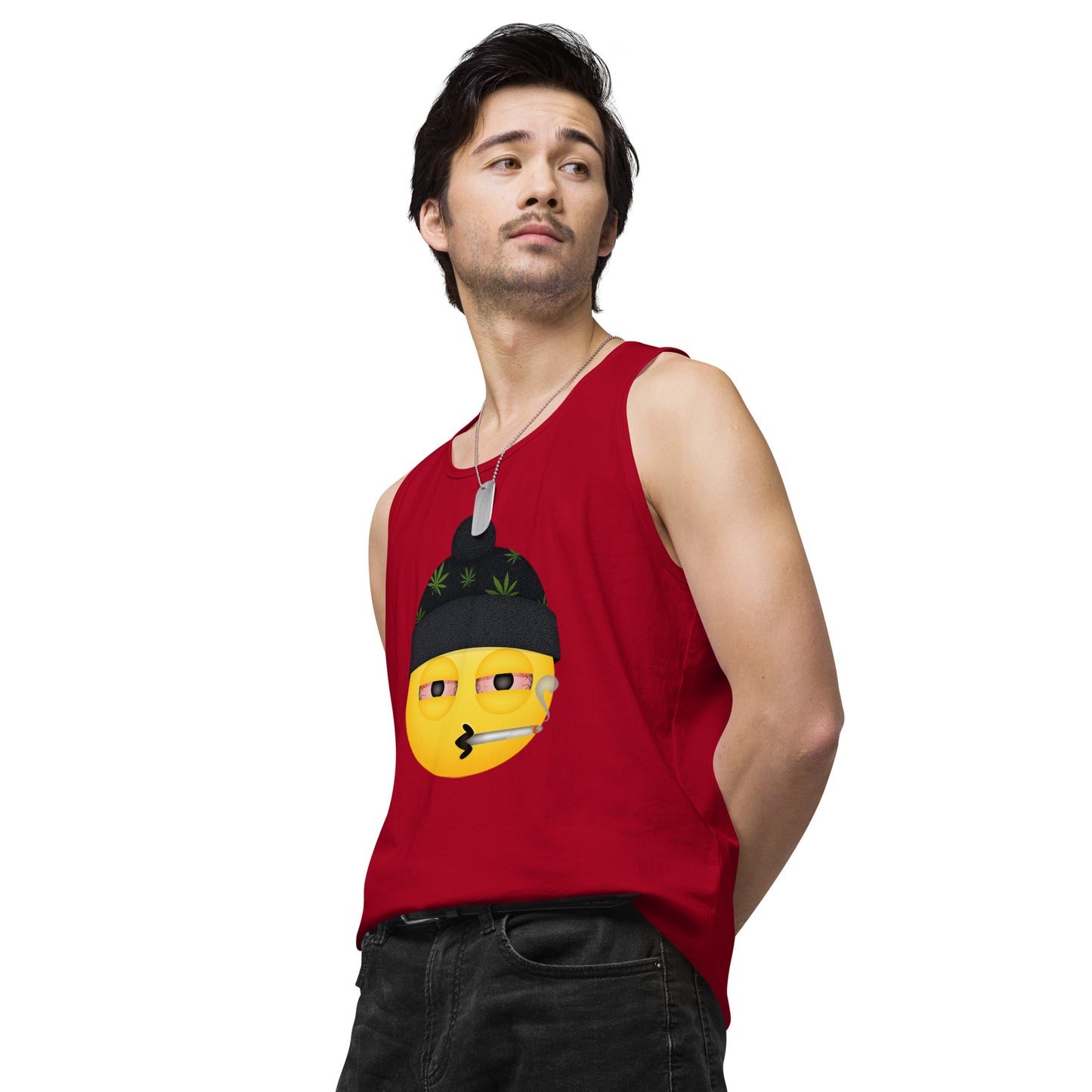 Men’s Cannabis Weed Emoji Premium Tank Top