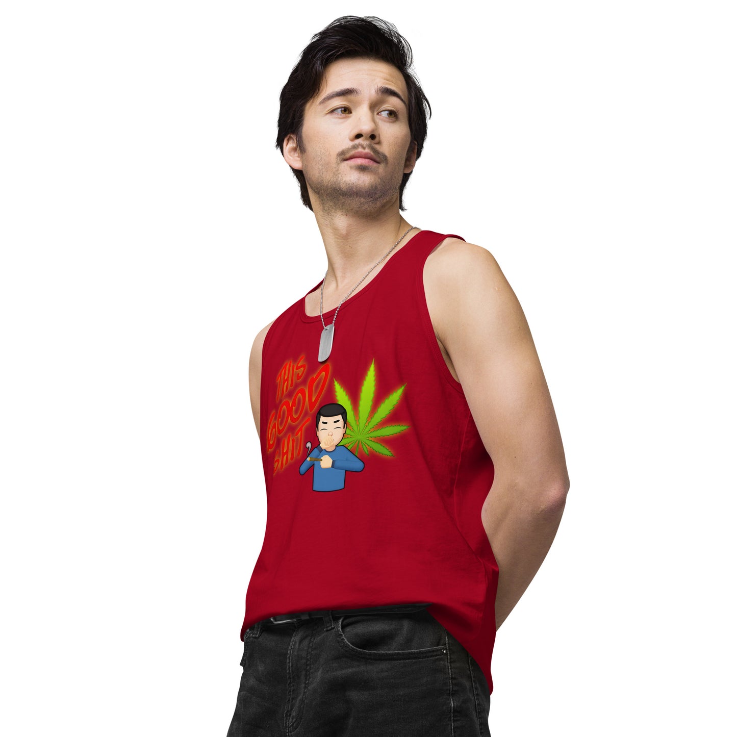 Men’s Cannabis Weed Emoji Premium Tank Top