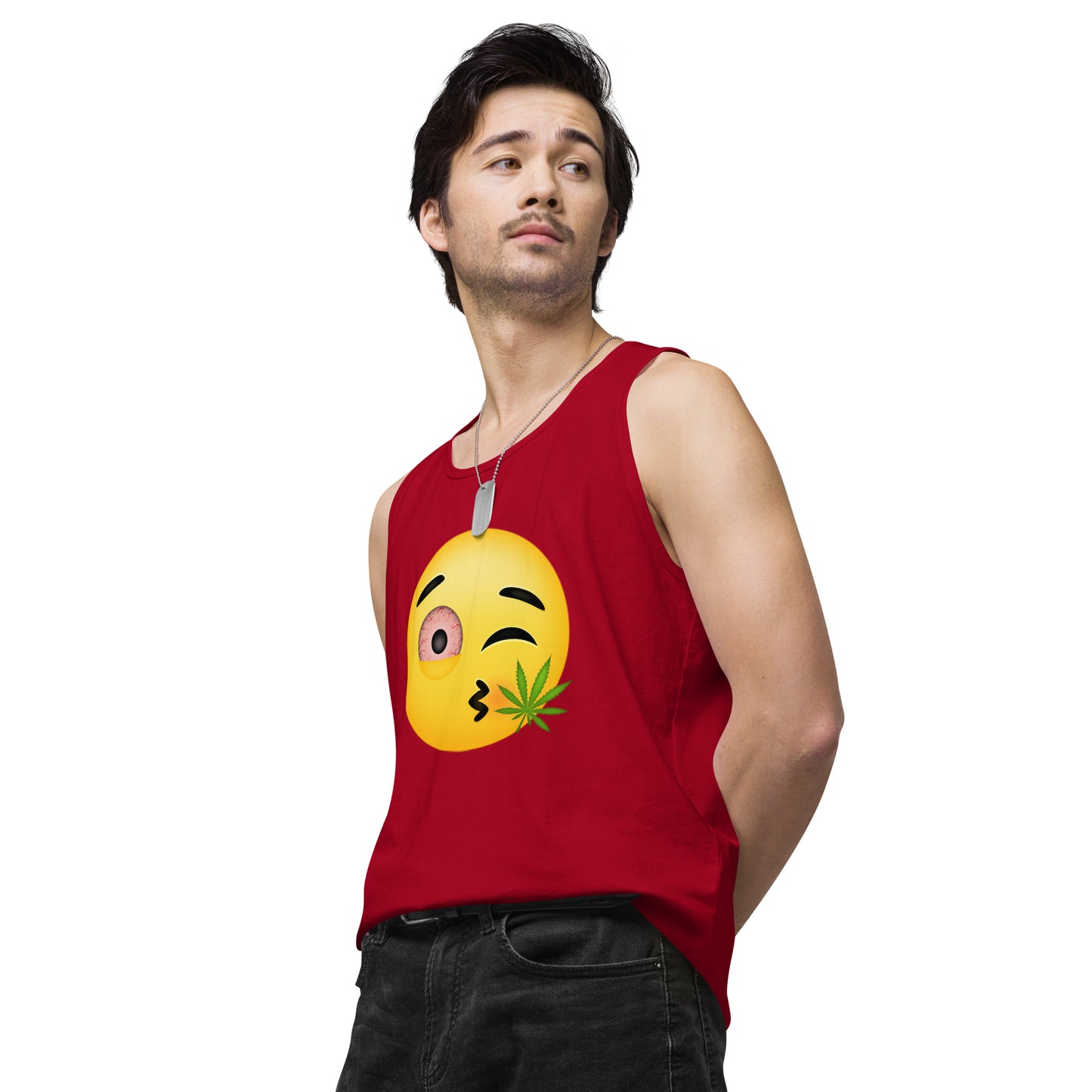 Men’s Cannabis Weed Emoji Premium Tank Top