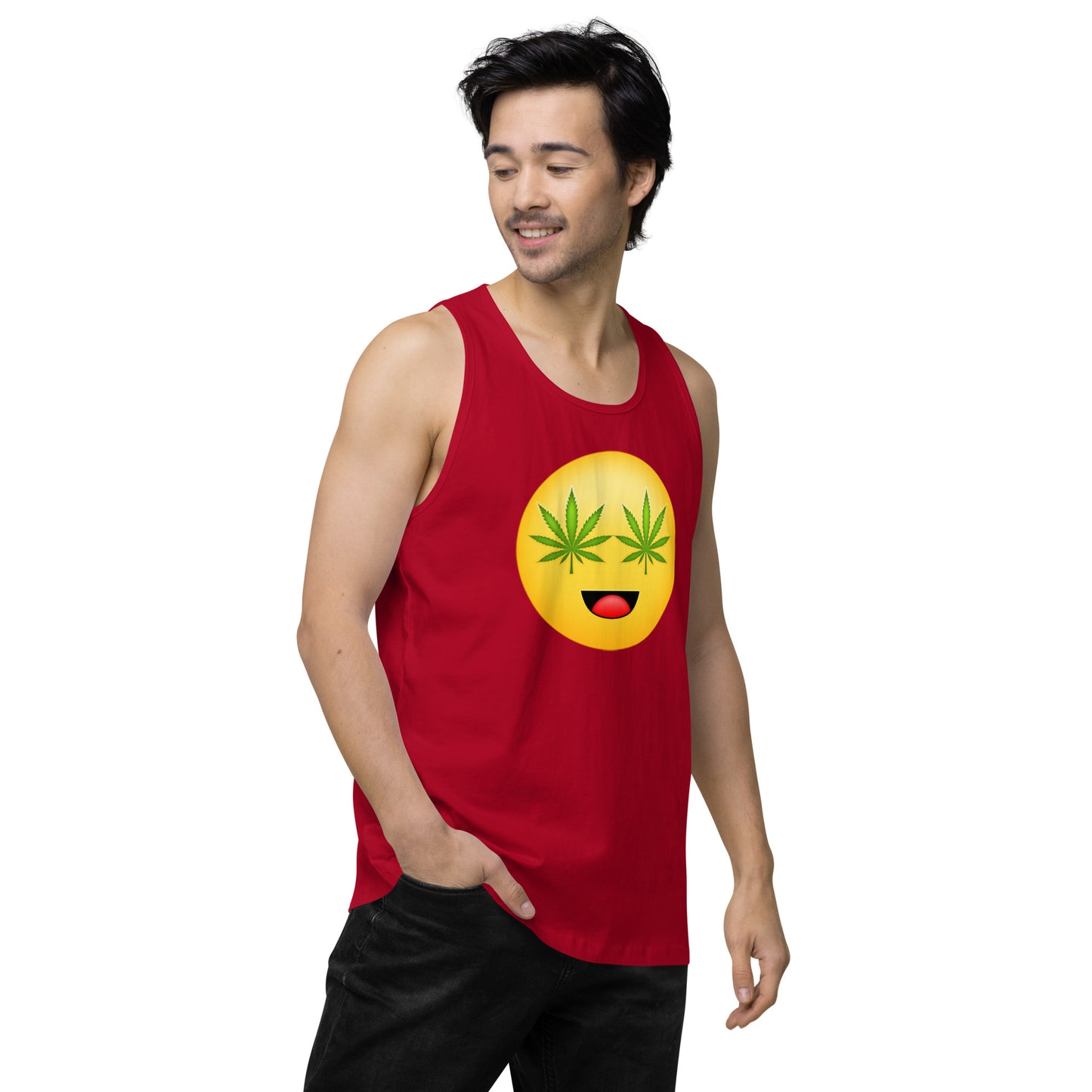 Men’s Cannabis Weed Emoji Premium Tank Top