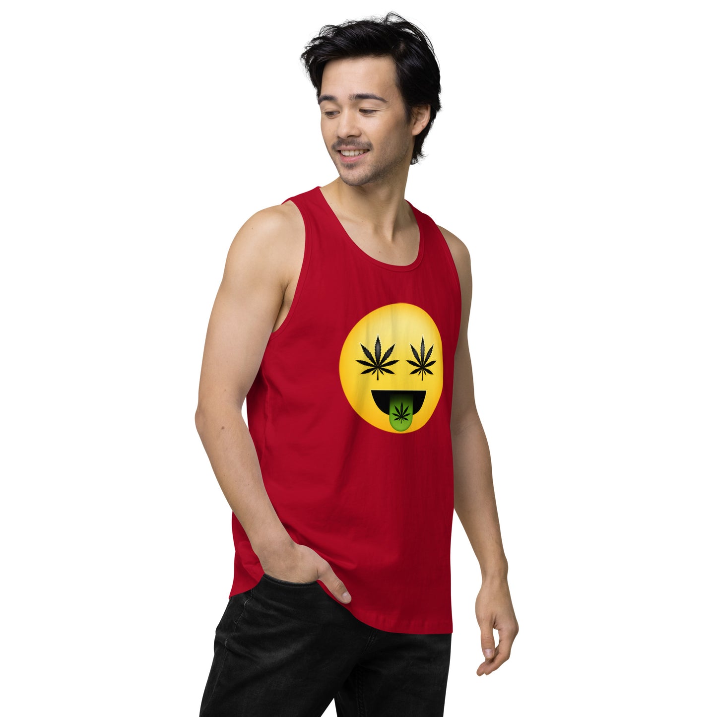 Men’s Cannabis Weed Emoji Premium Tank Top