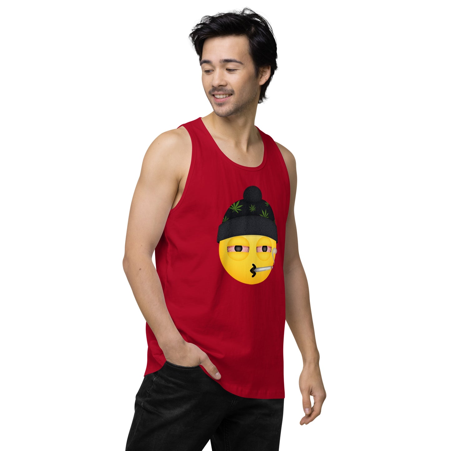 Men’s Cannabis Weed Emoji Premium Tank Top