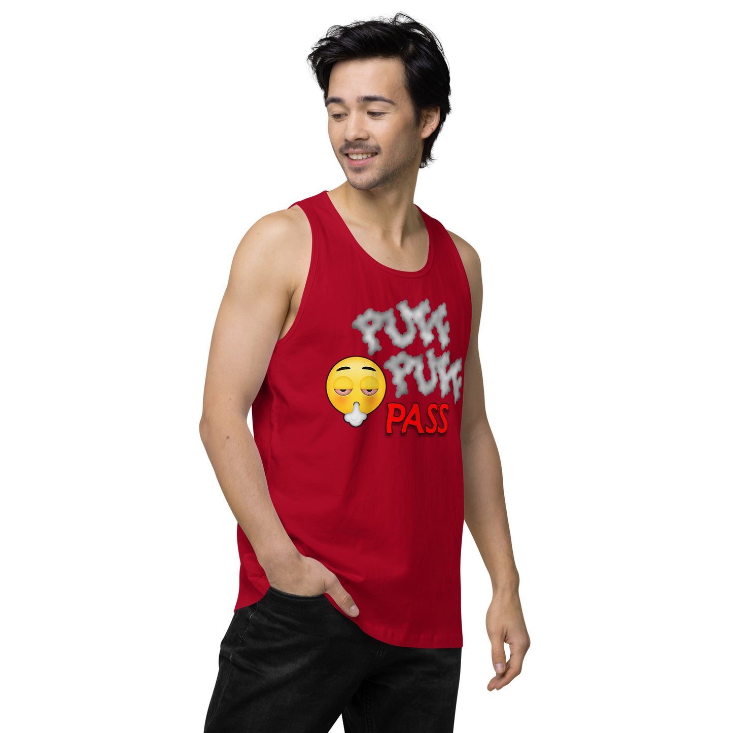 Men’s Cannabis Weed Emoji Premium Tank Top