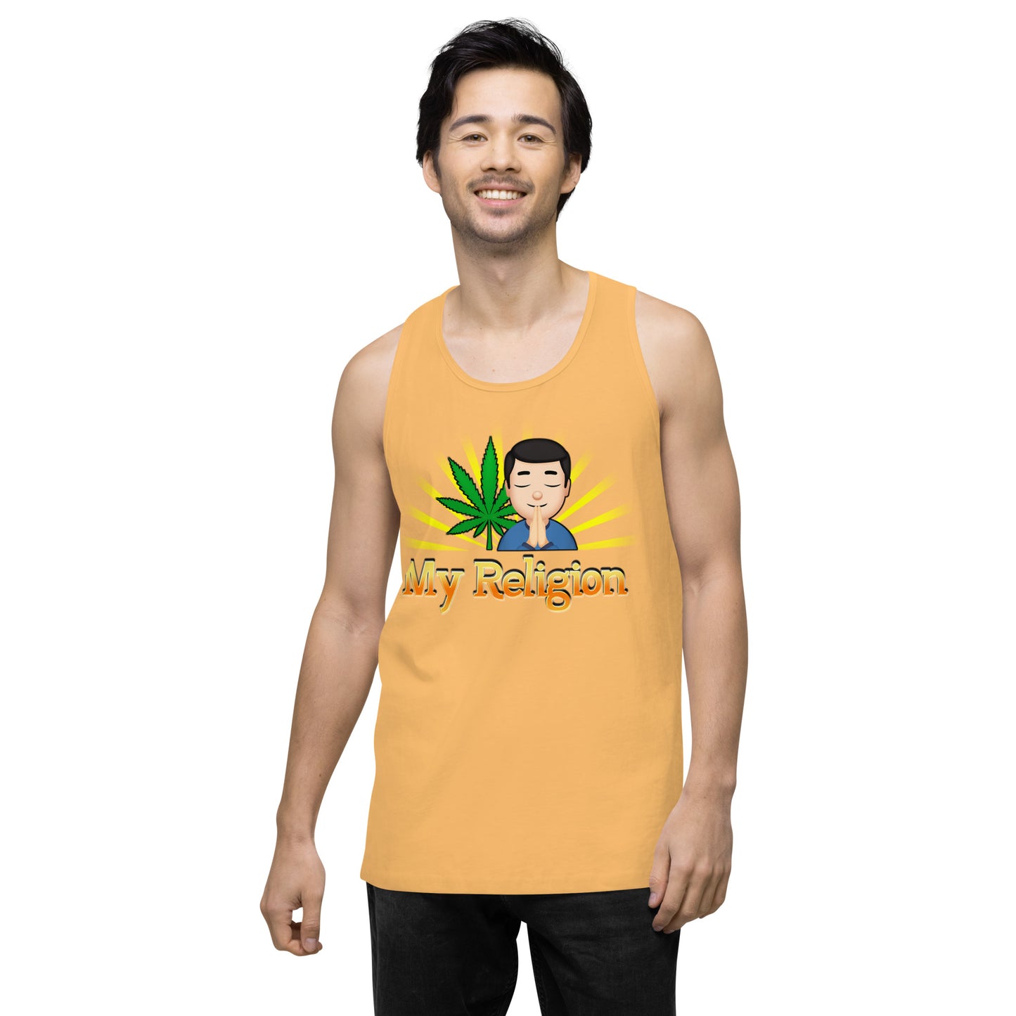 Men’s Cannabis Weed Emoji Premium Tank Top